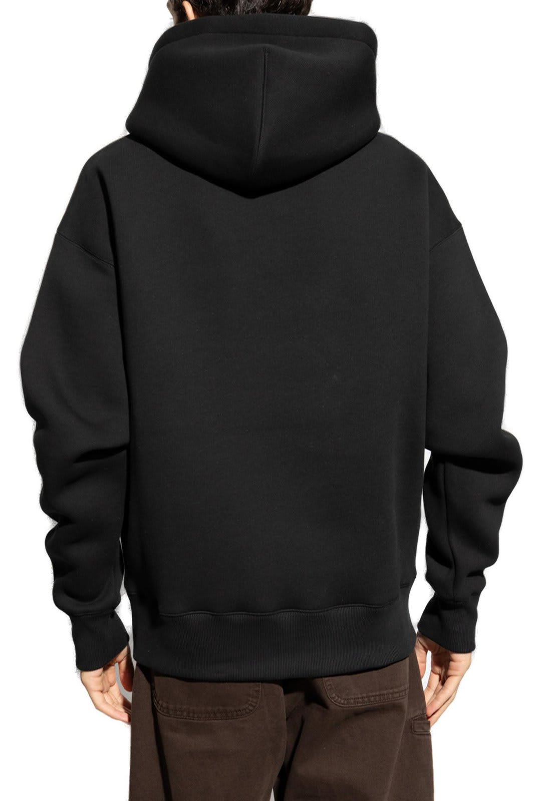 Shop Ami Alexandre Mattiussi Paris Long-sleeved Drawstring Hoodie In Black