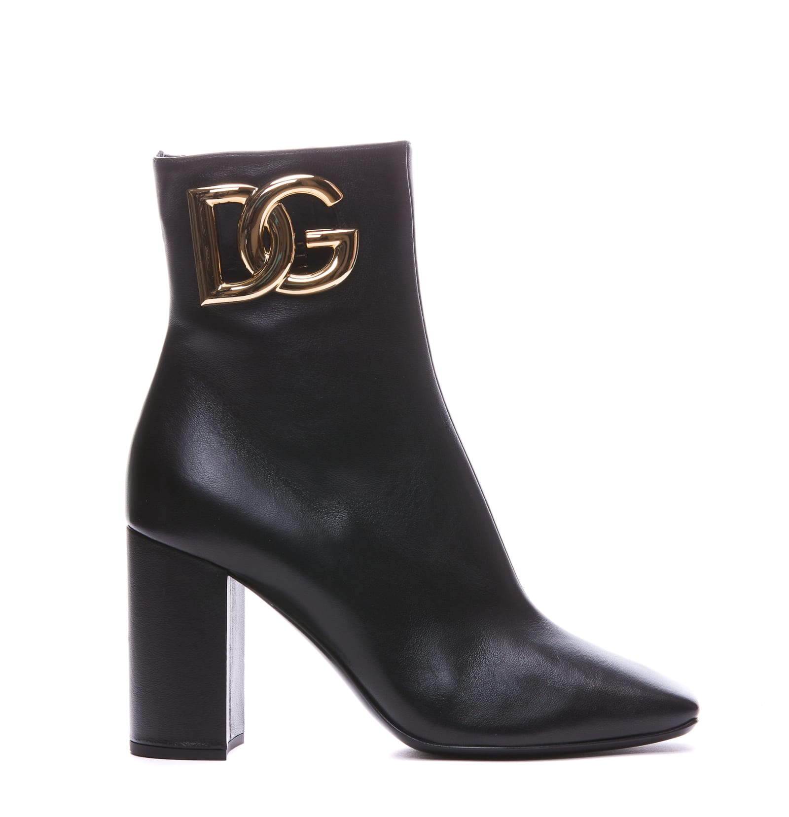 Dolce & Gabbana Dg Logo Leather Boots In Black