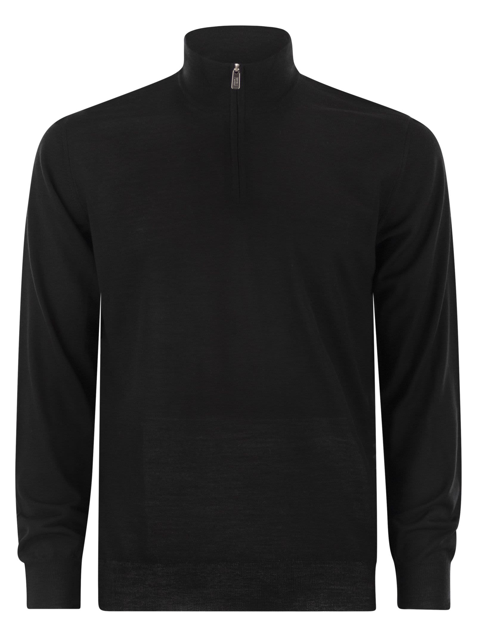 Fedeli Man Turtleneck Midnight Blue Size 50 Virgin Wool In Black