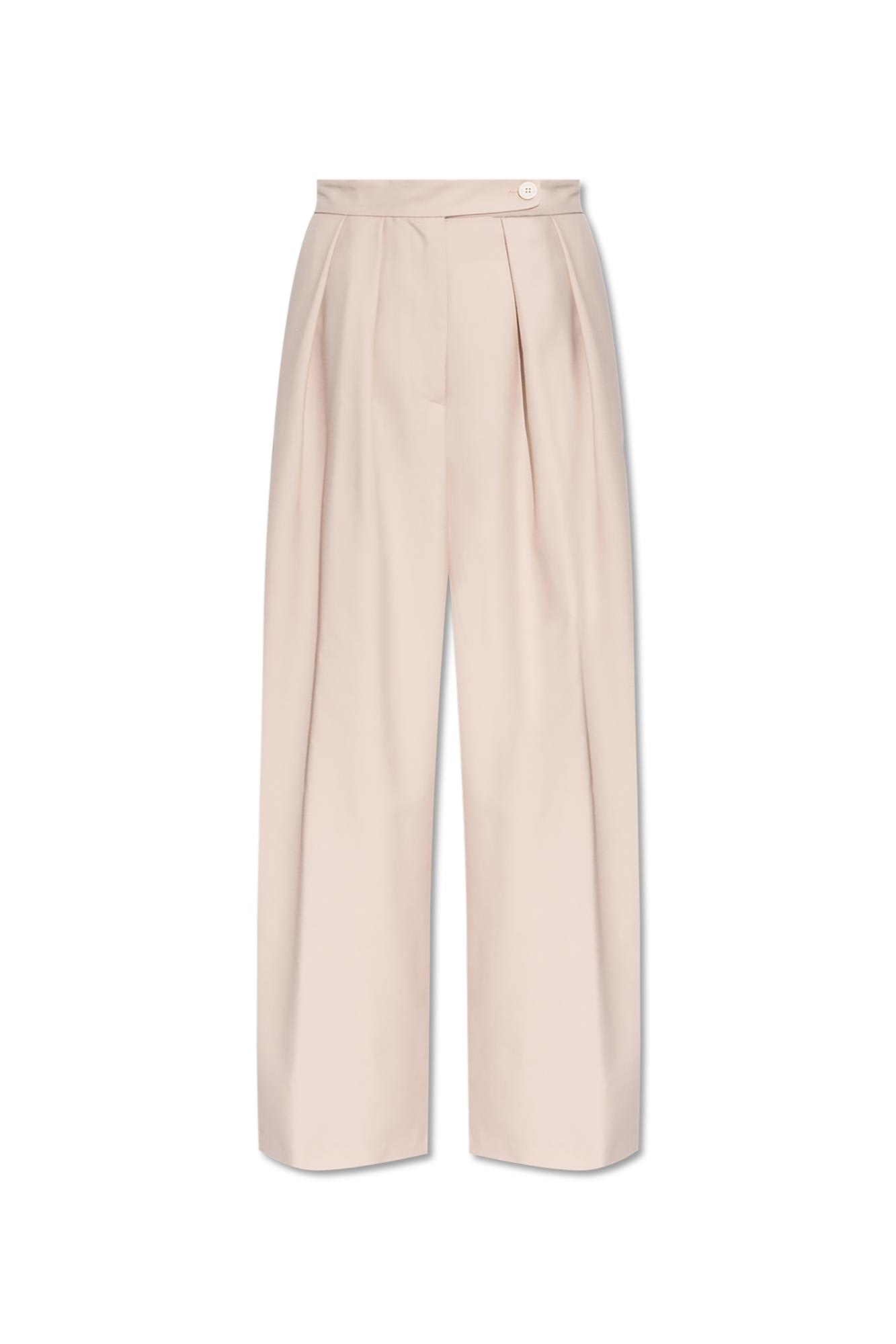 Shop Dries Van Noten Wool Pants With Pleats In Ecru