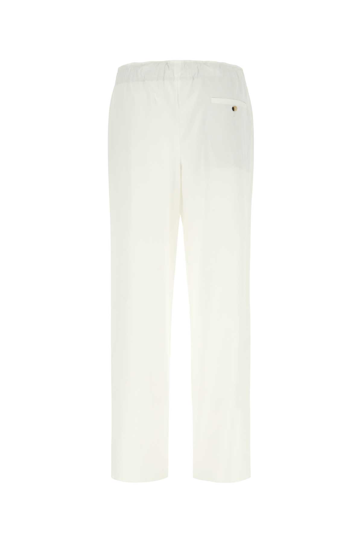 Agnona Ivory Cotton Blend Palazzo Pant In N02
