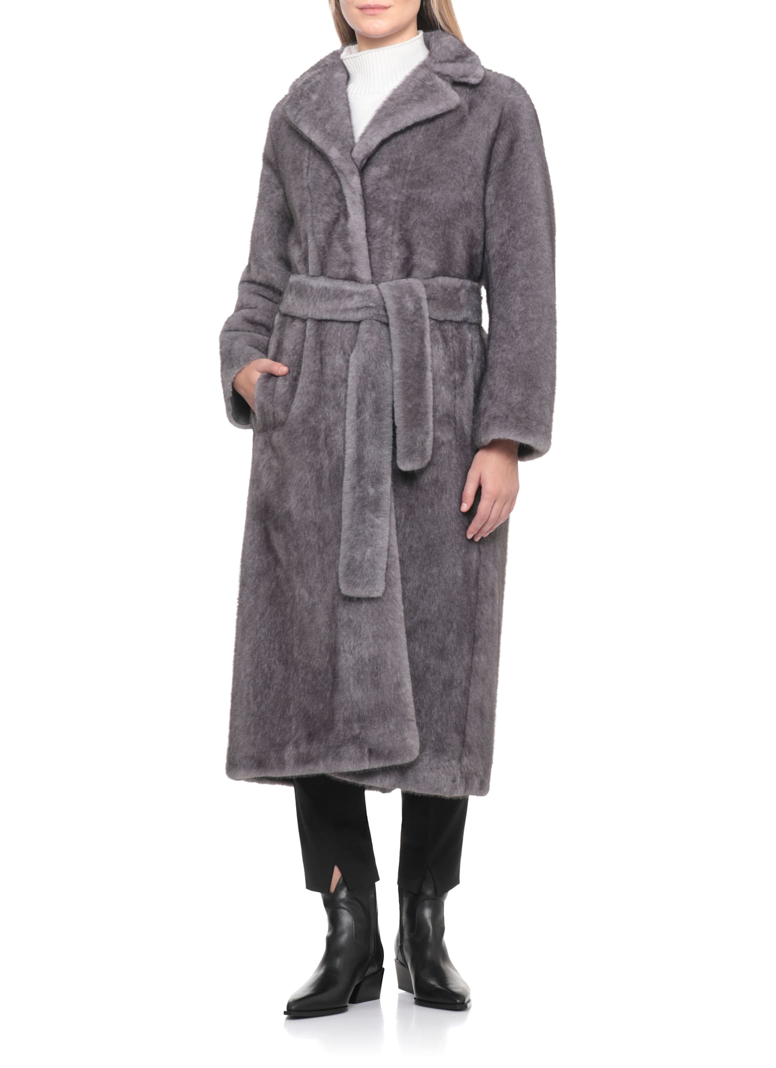 Valentini 1972 Synth Fur Coat In Gray