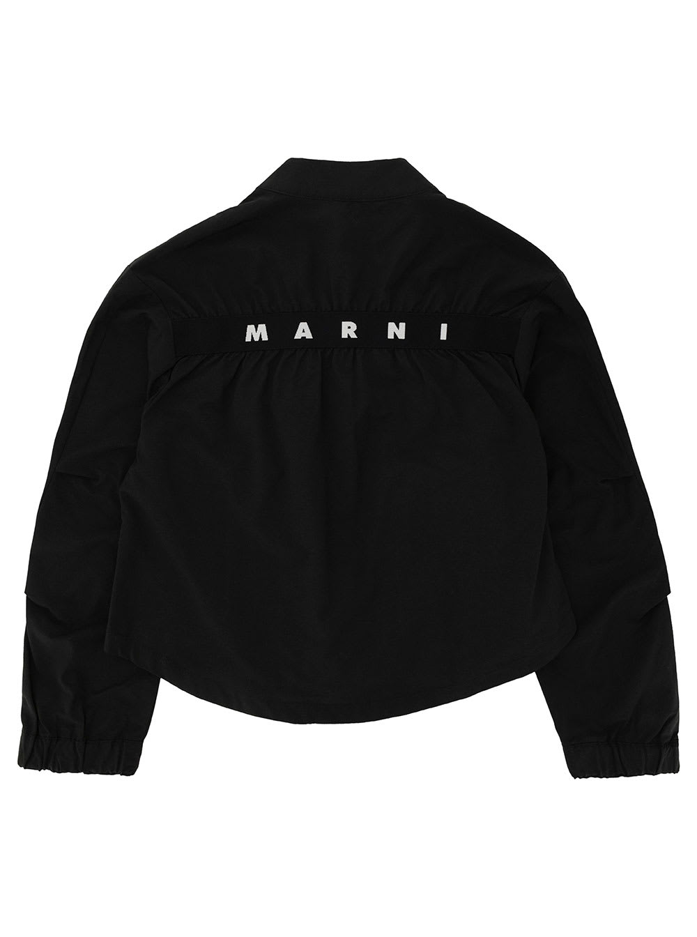 Shop Marni Black Jacket With Contrasting Logo At The Back In Cotton Blend Girl