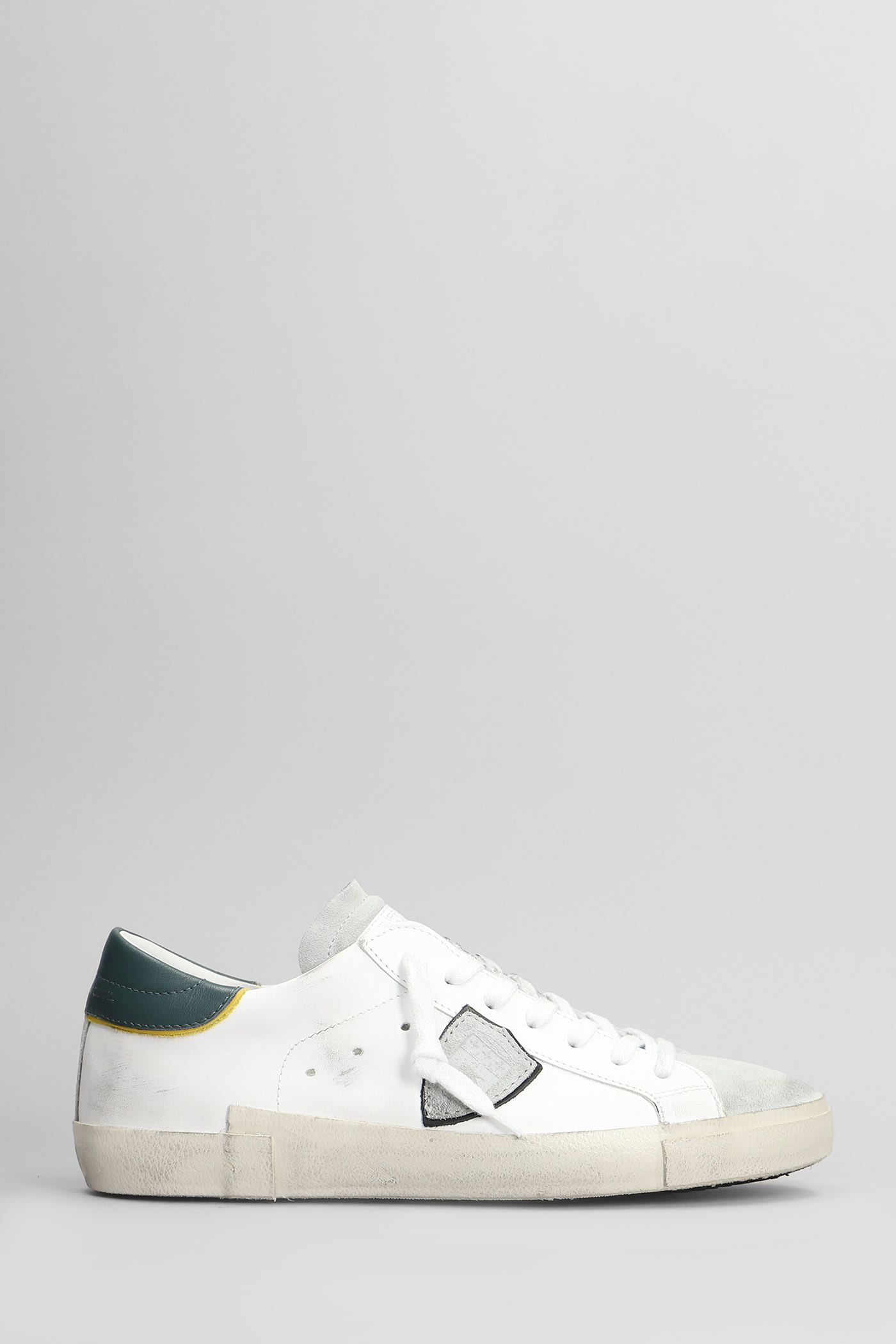 Shop Philippe Model Prsx Low Sneakers In White Suede And Leather