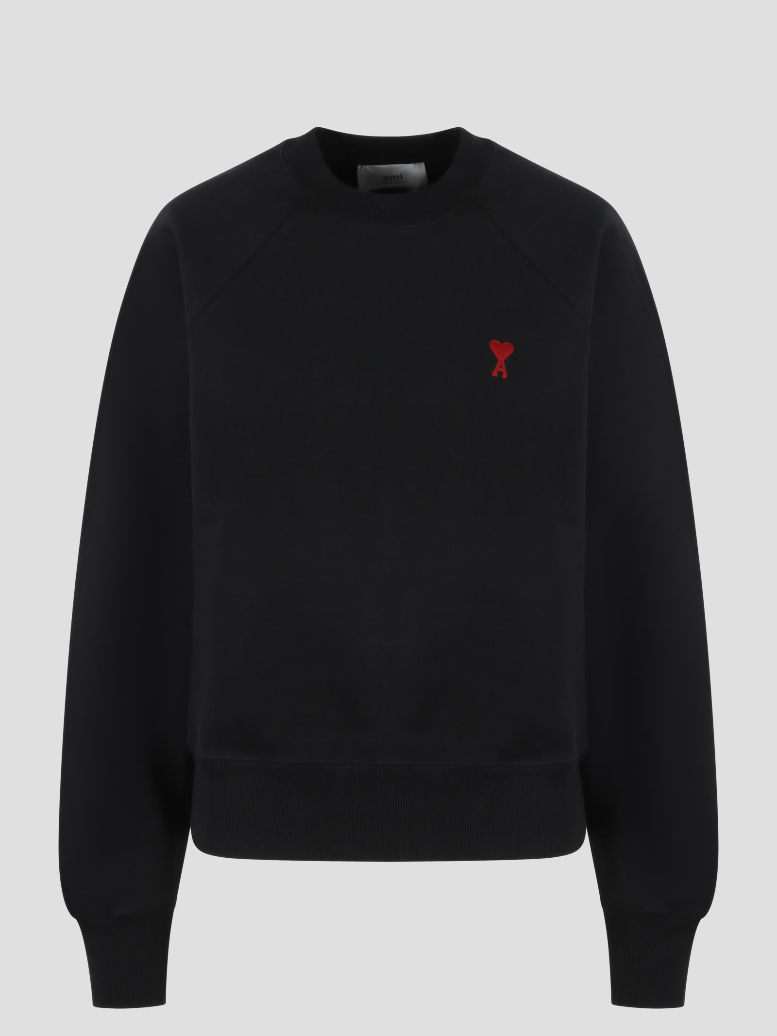 Shop Ami Alexandre Mattiussi Ami De Coaur Crewneck Sweatshirt In Black