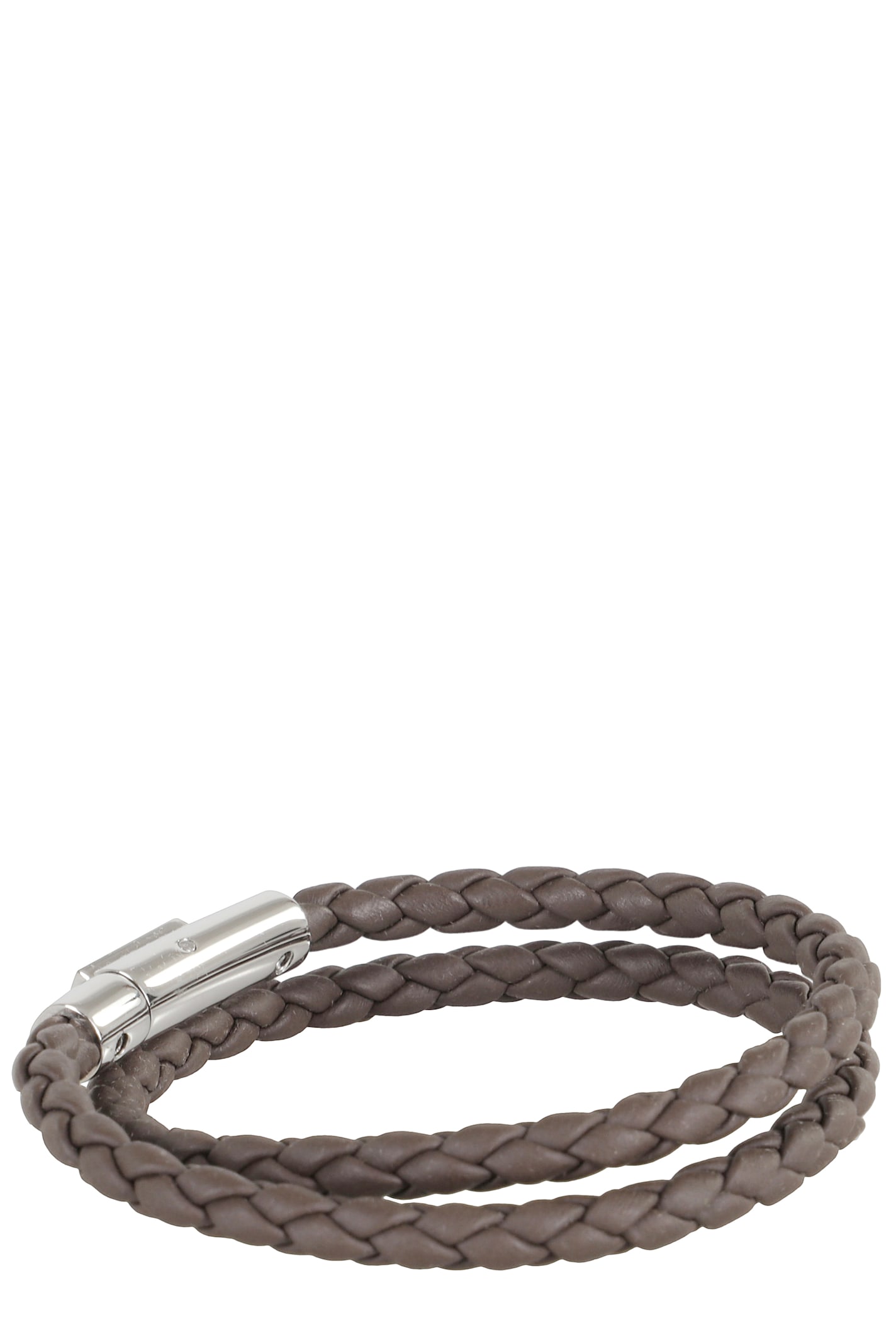 Tod's Double Wrap Woven Leather Bracelet With Snap Closure In Brown