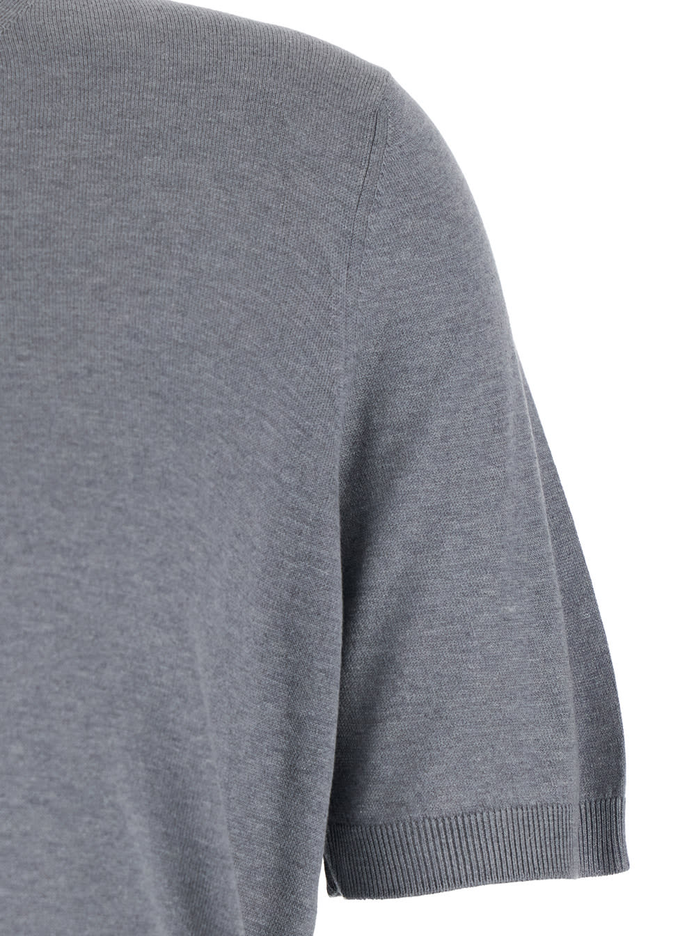 TAGLIATORE GREY CREWNECK T-SHIRT WITH RIBBED EDGES IN COTTON MAN