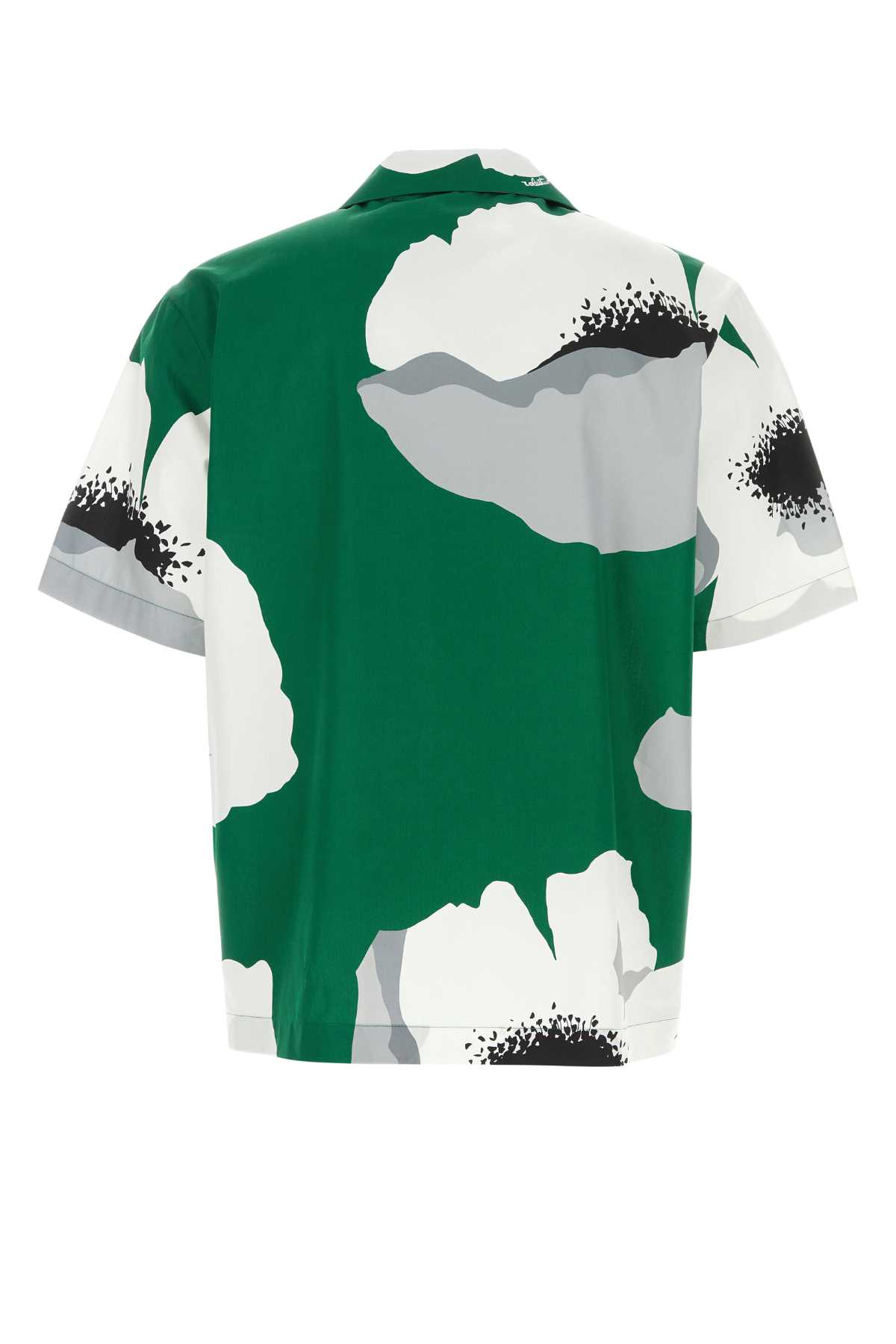 Valentino Printed Cotton Shirt In Smeraldogrigio