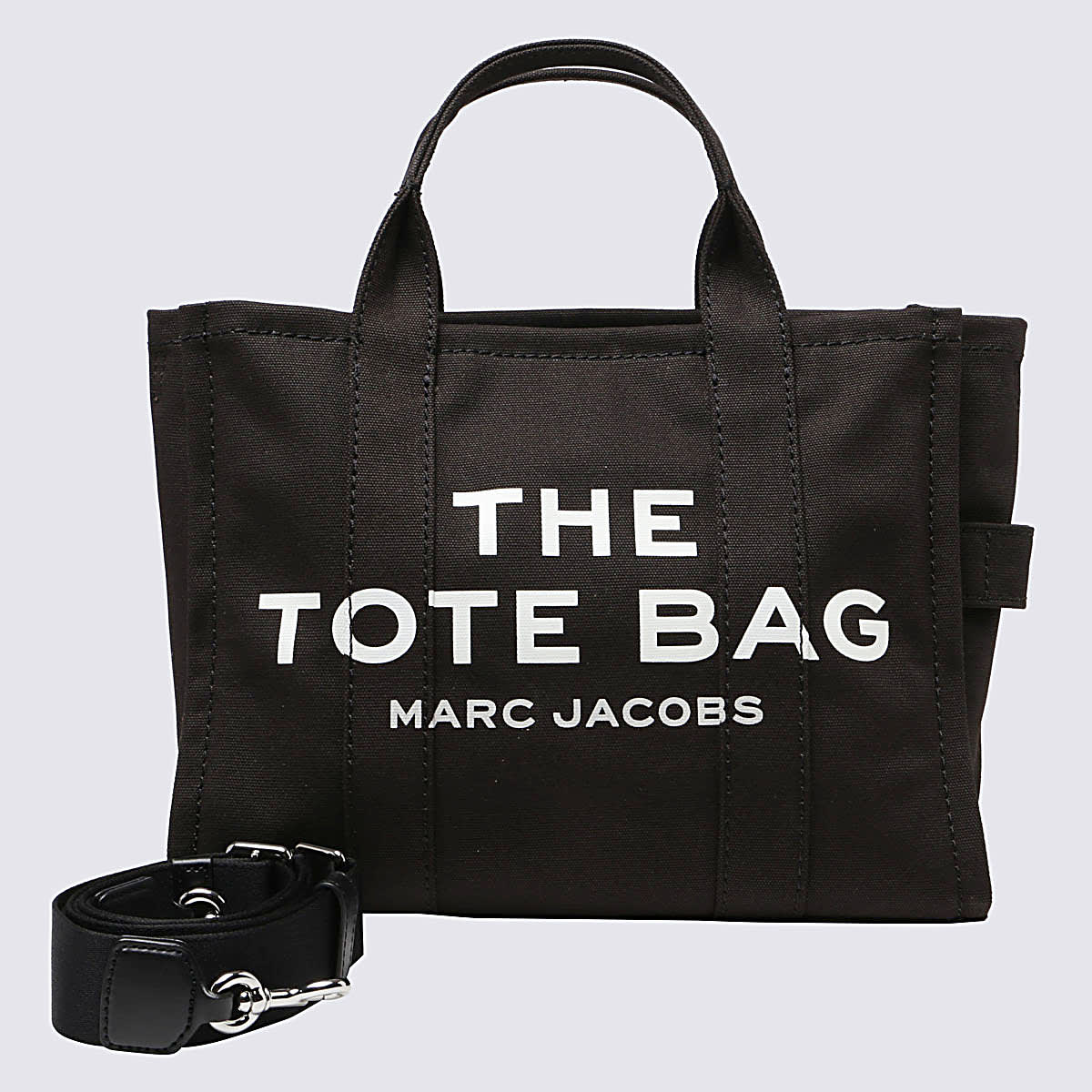 Shop Marc Jacobs Black And White Canvas Handle Bag