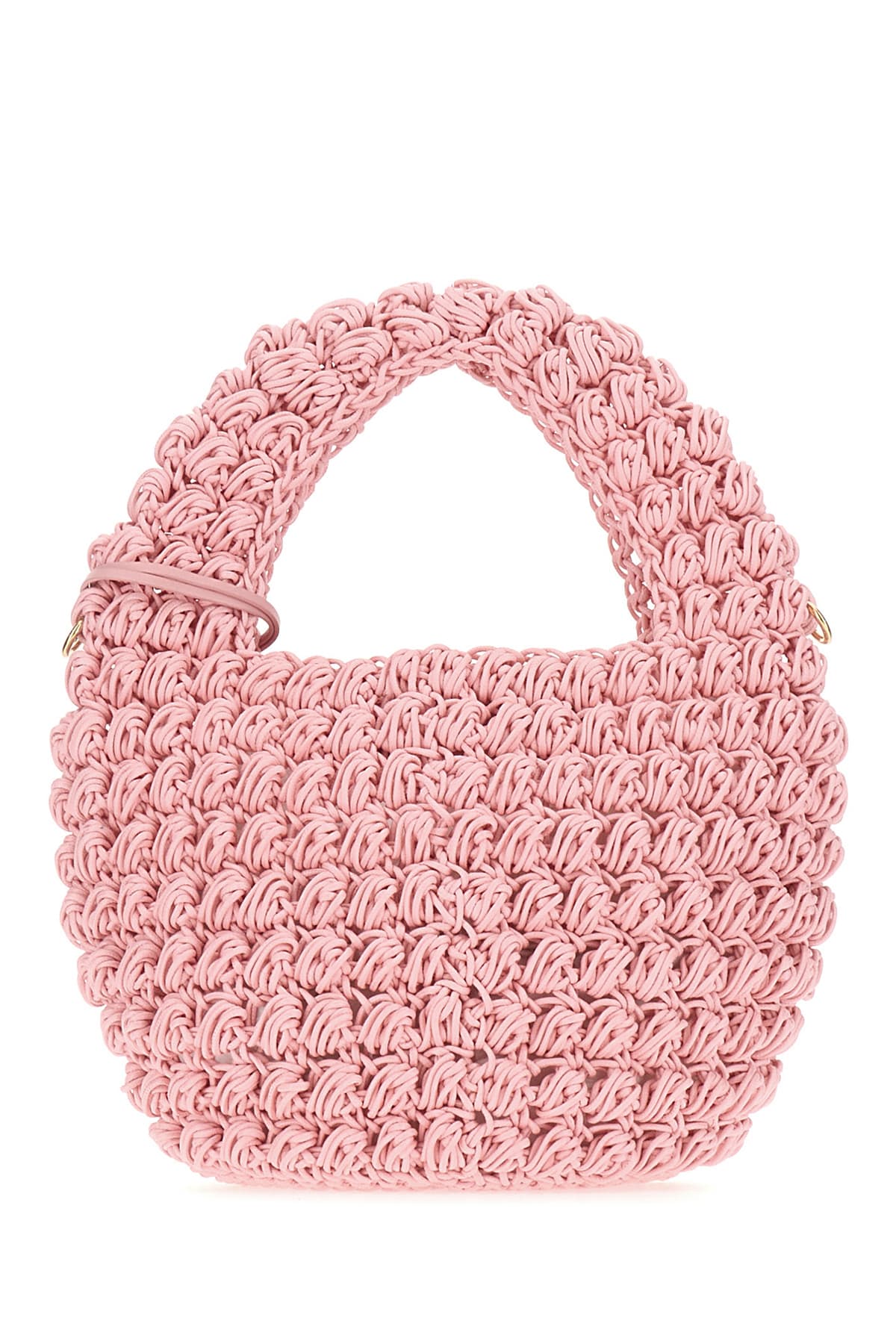 JW ANDERSON PINK CROCHETED COTTON POPCORN BUCKET HANDBAG 