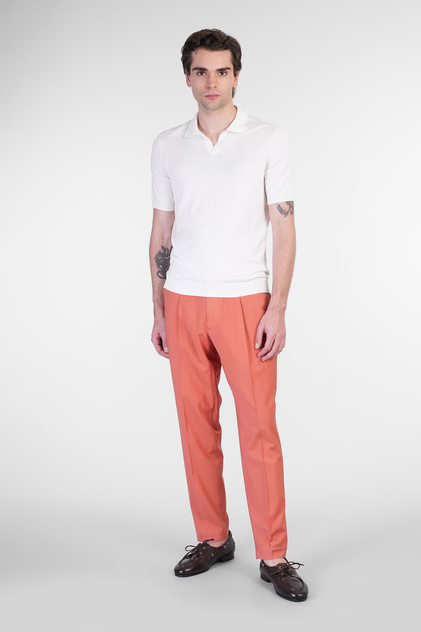 Santaniello Irno Evo Pants In Orange Wool In Pink