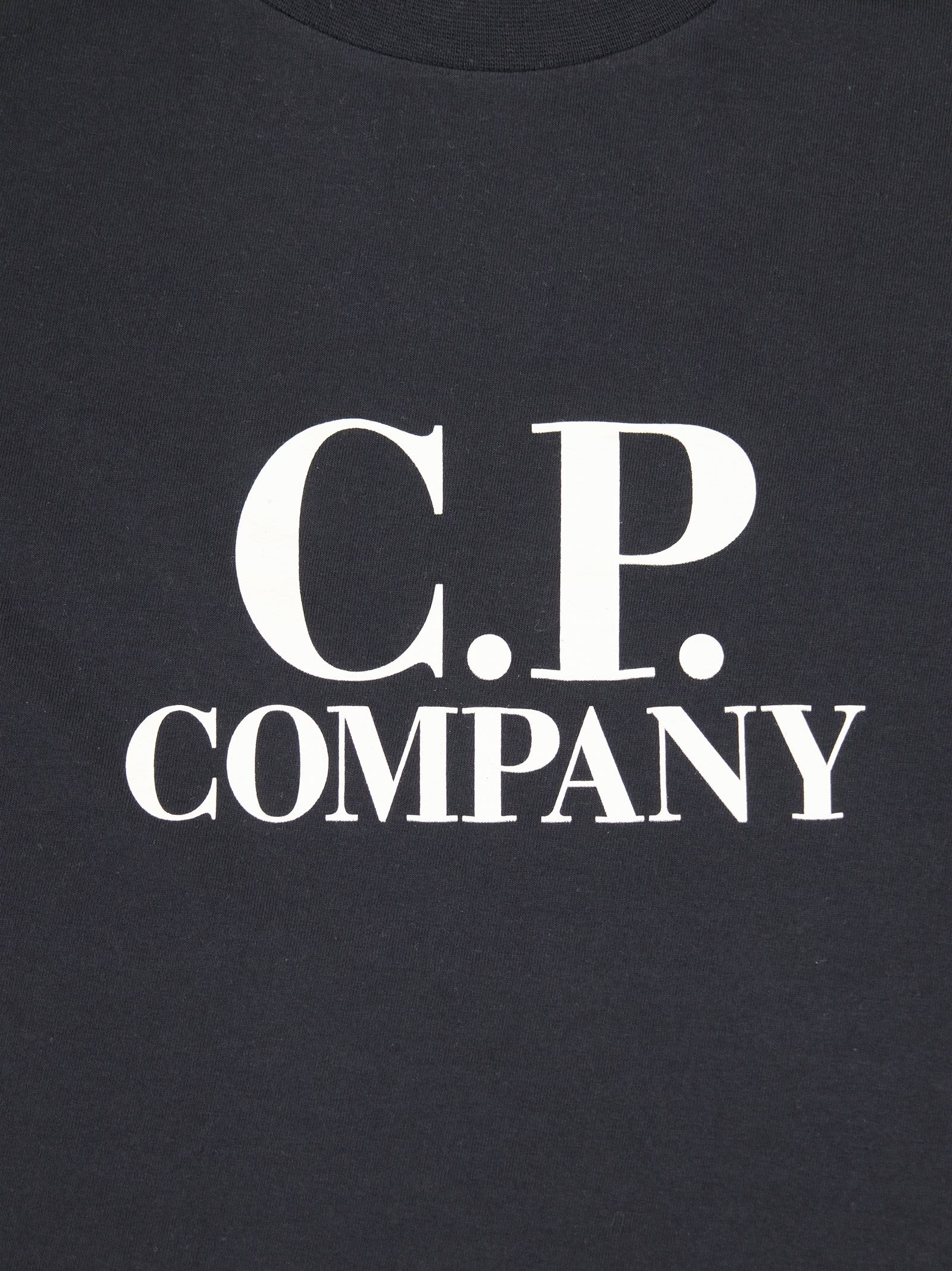 Shop C.p. Company T-shirt With Goggle Print On The Back In Blue