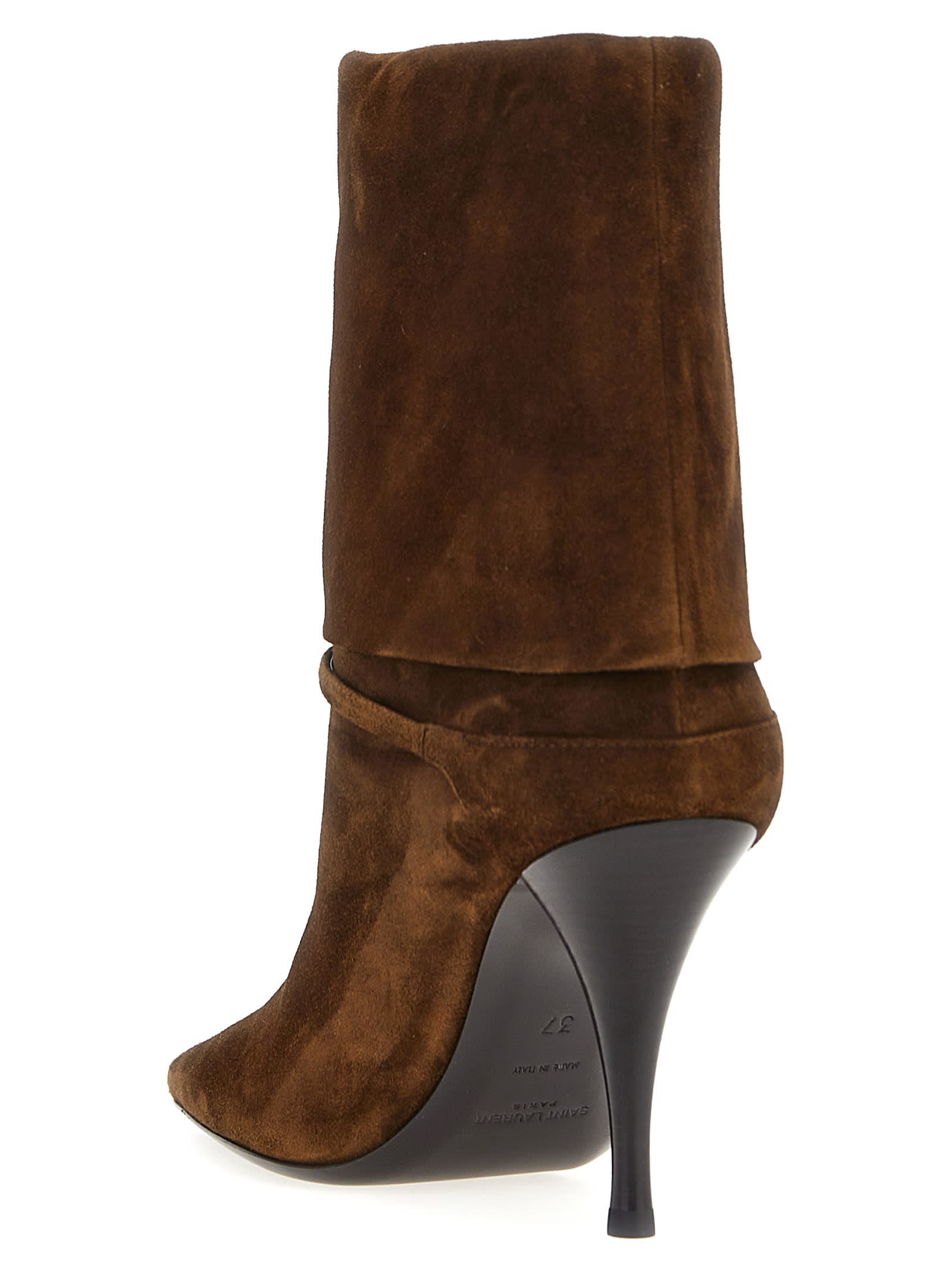 Shop Saint Laurent Ricky Ankle Boots In Beige