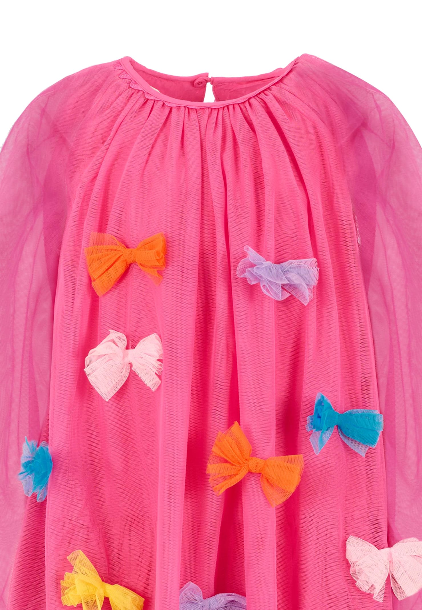 Stella Mccartney Bow-appliqué Tulle Dress In Pink