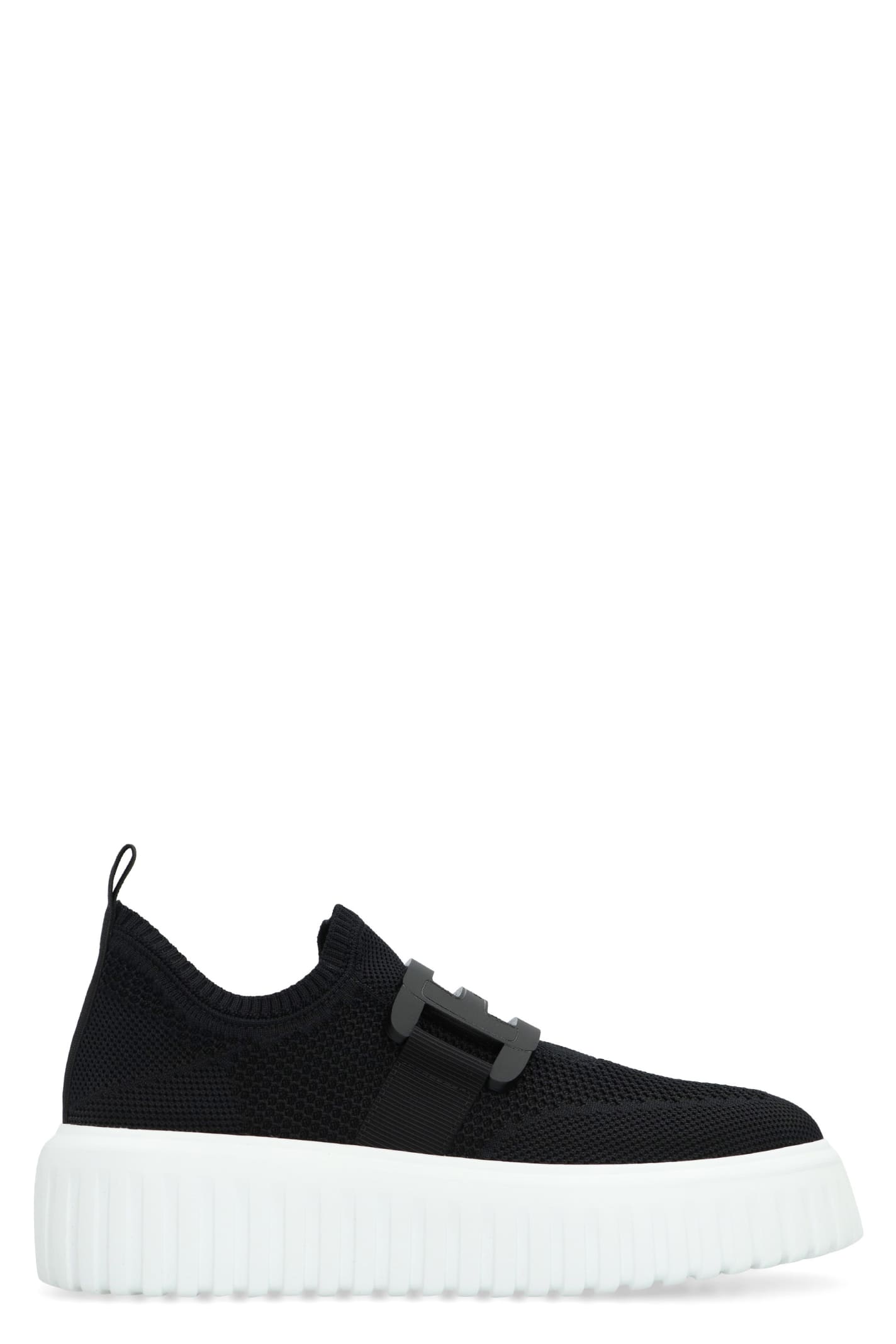 Shop Hogan H-stripes Slip-on Sneakers In Black