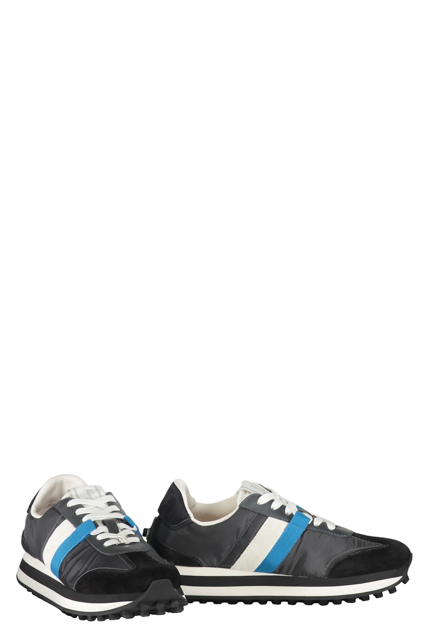 Ferragamo Side-stripe Low-top Sneakers In Gray