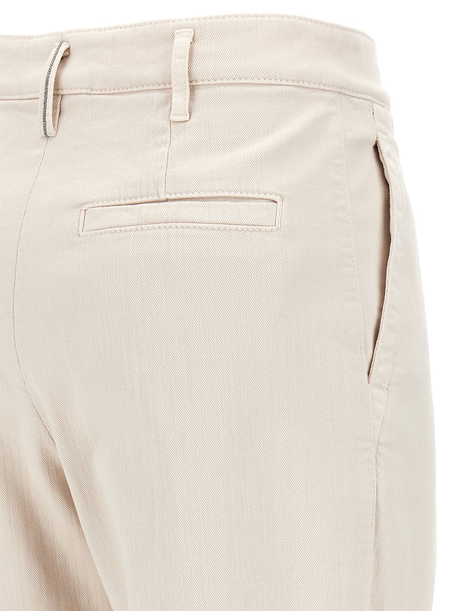 Shop Brunello Cucinelli Stretch Denim Pants In Beige