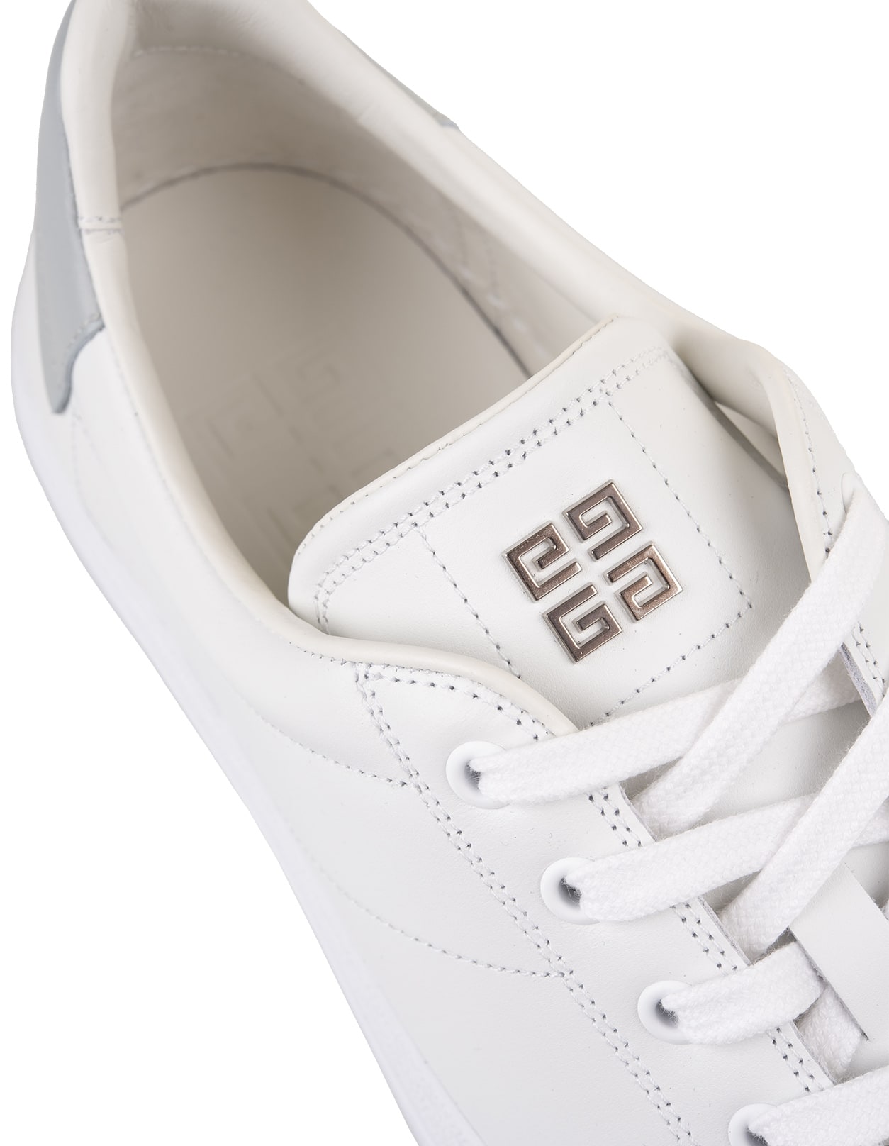 Shop Givenchy White/grey Leather City Sport Sneakers
