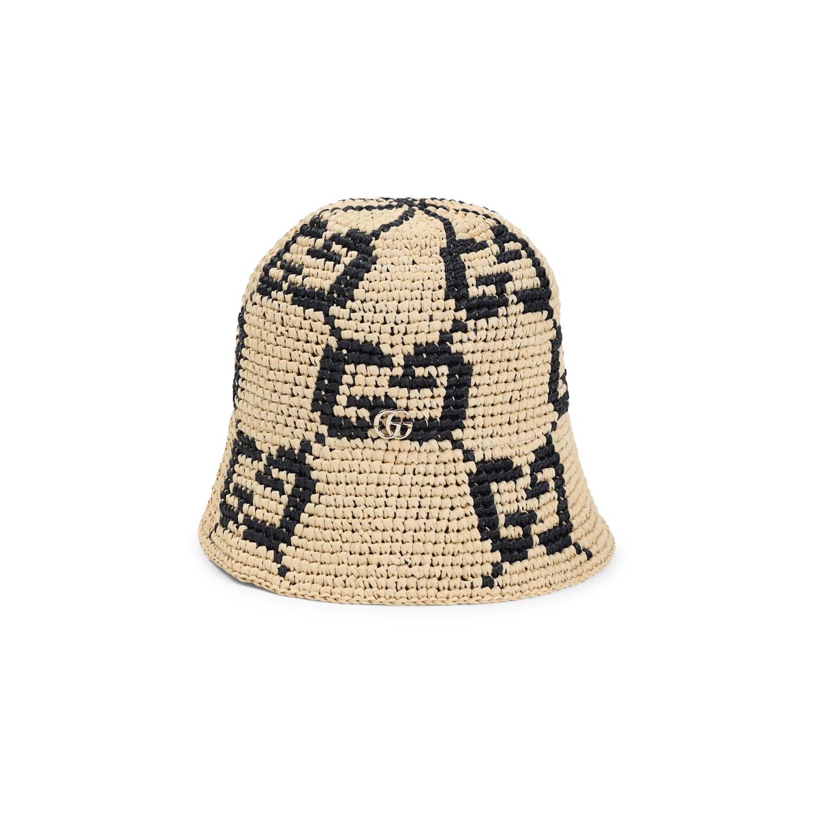 Gucci Embellished Straw Bucket Hat In Neutral