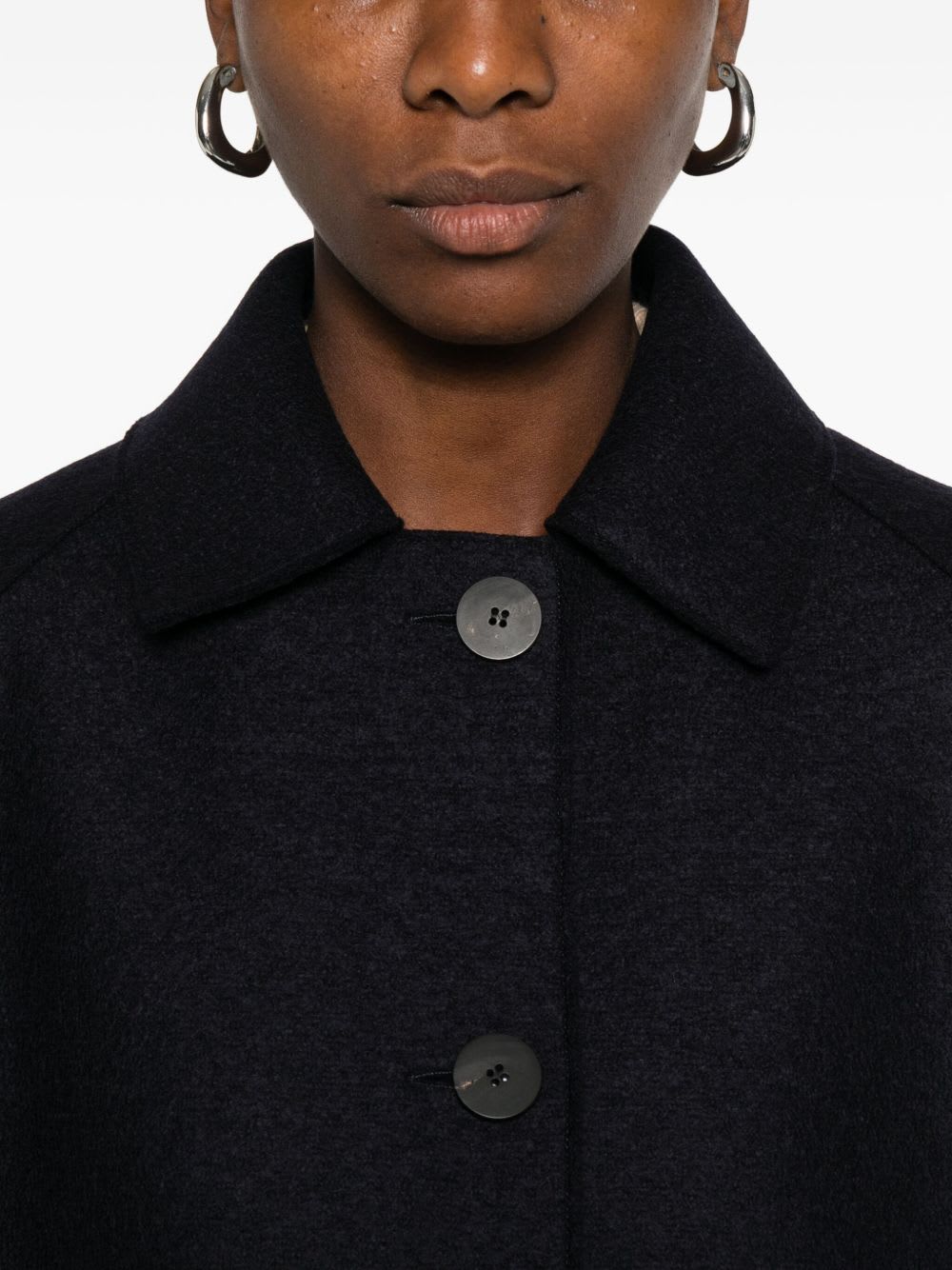 Harris Wharf London Wool Coat With Raglan Sleeves And Pockets In Black