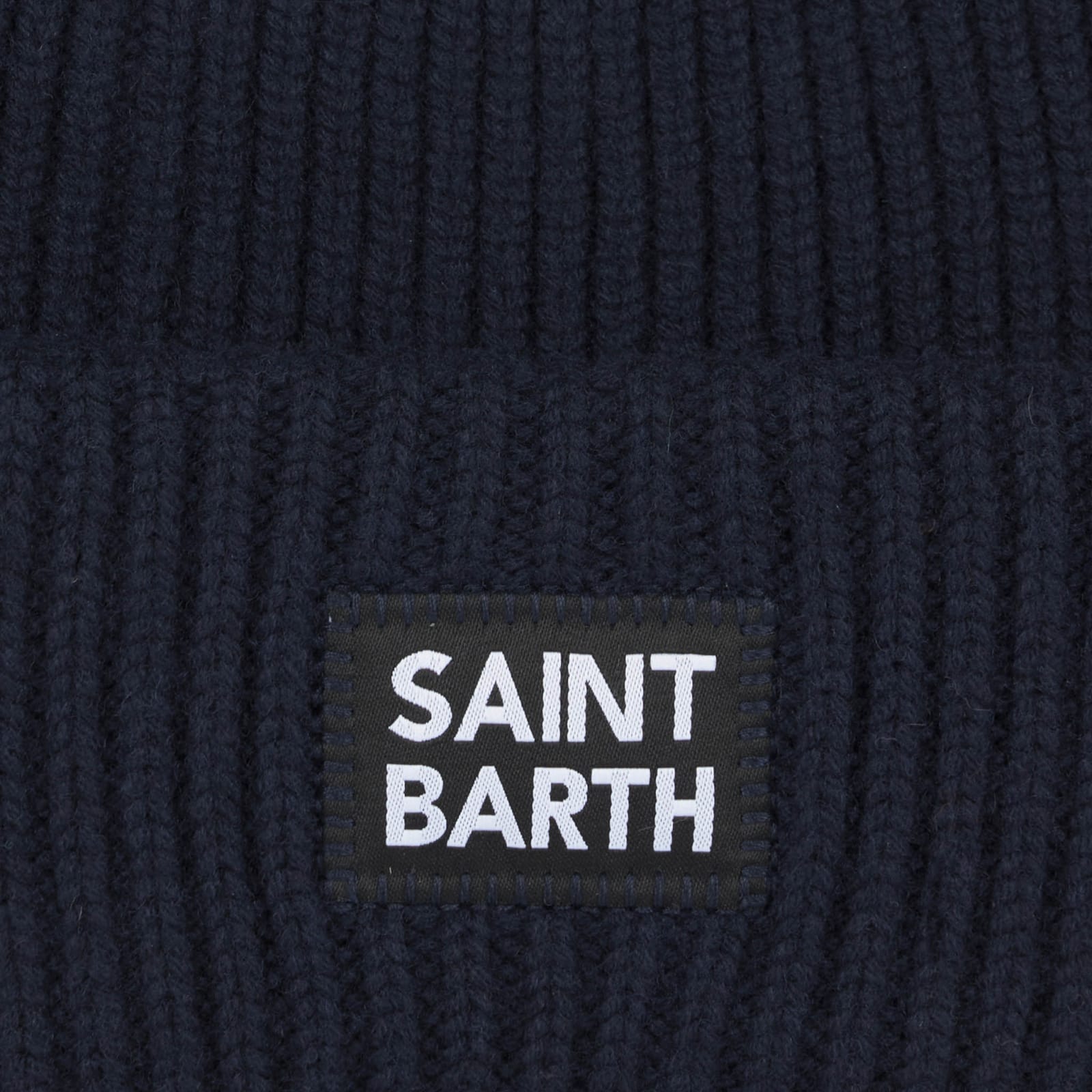 Mc2 Saint Barth Boy Blue Ribbed Beanie With Saint Barth Label In Blue