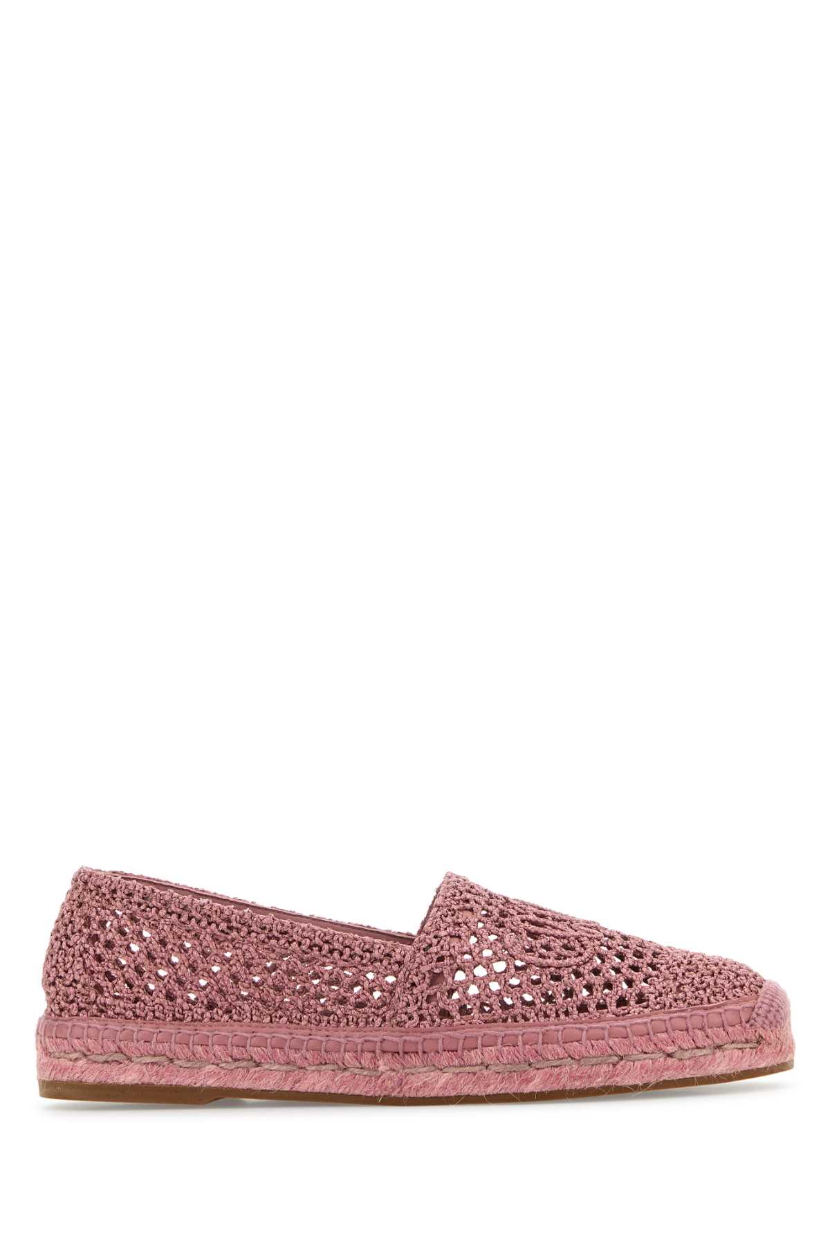 Chloé Antiqued Pink Crochet Isla Espadrilles