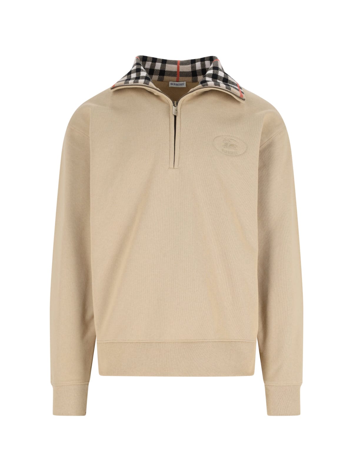check Zip Sweater