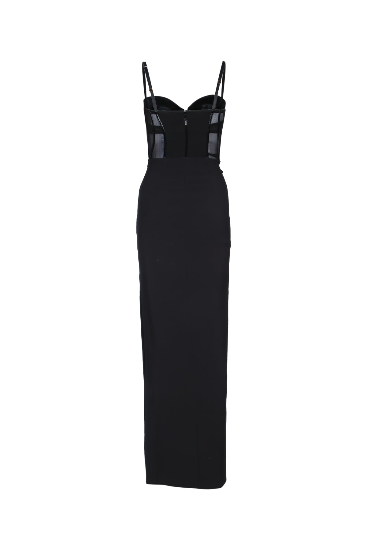 Elisabetta Franchi Fitted Black Evening Dress With Structured Bodice In Black