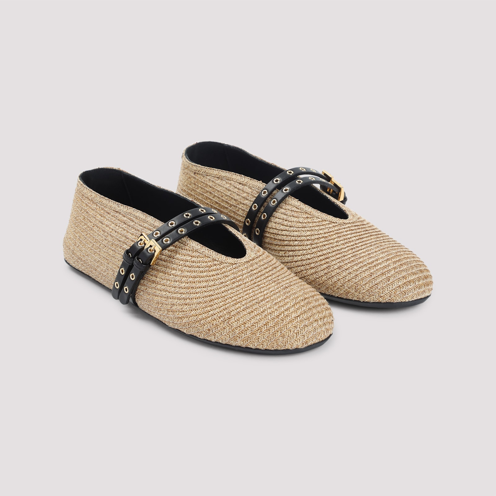 Alaïa Alaia Flat Ballerinas Natural Colour In Paper Straw Women In Nude