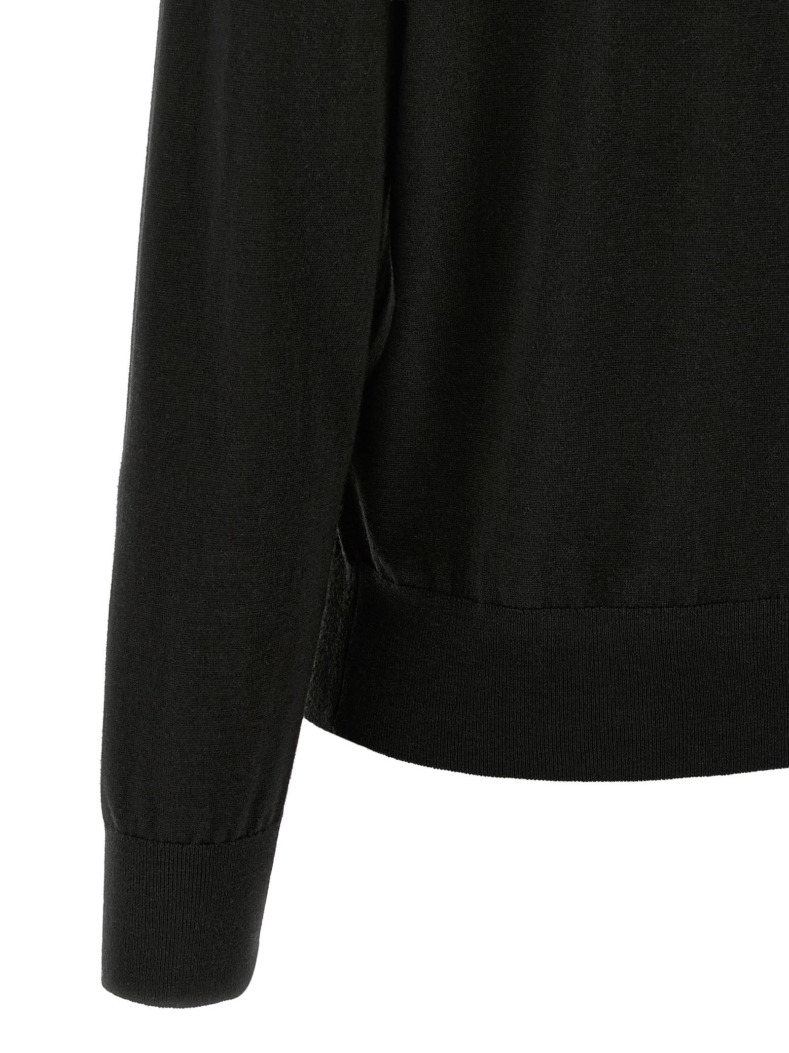 Dries Van Noten Long-sleeved Polo Sweater In Black