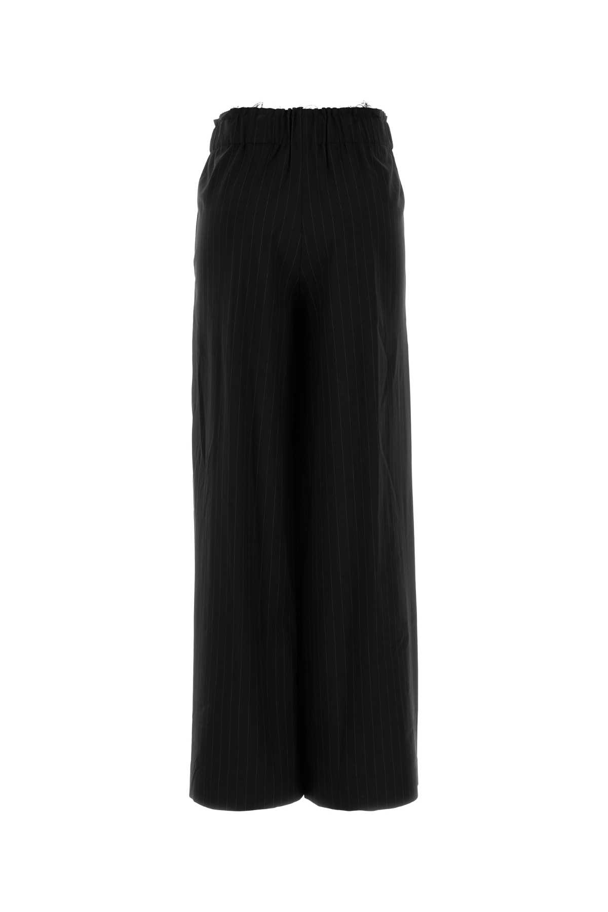 Pt Torino Embroidered Stretch Wool Benedetta Wide-leg Pant In Black