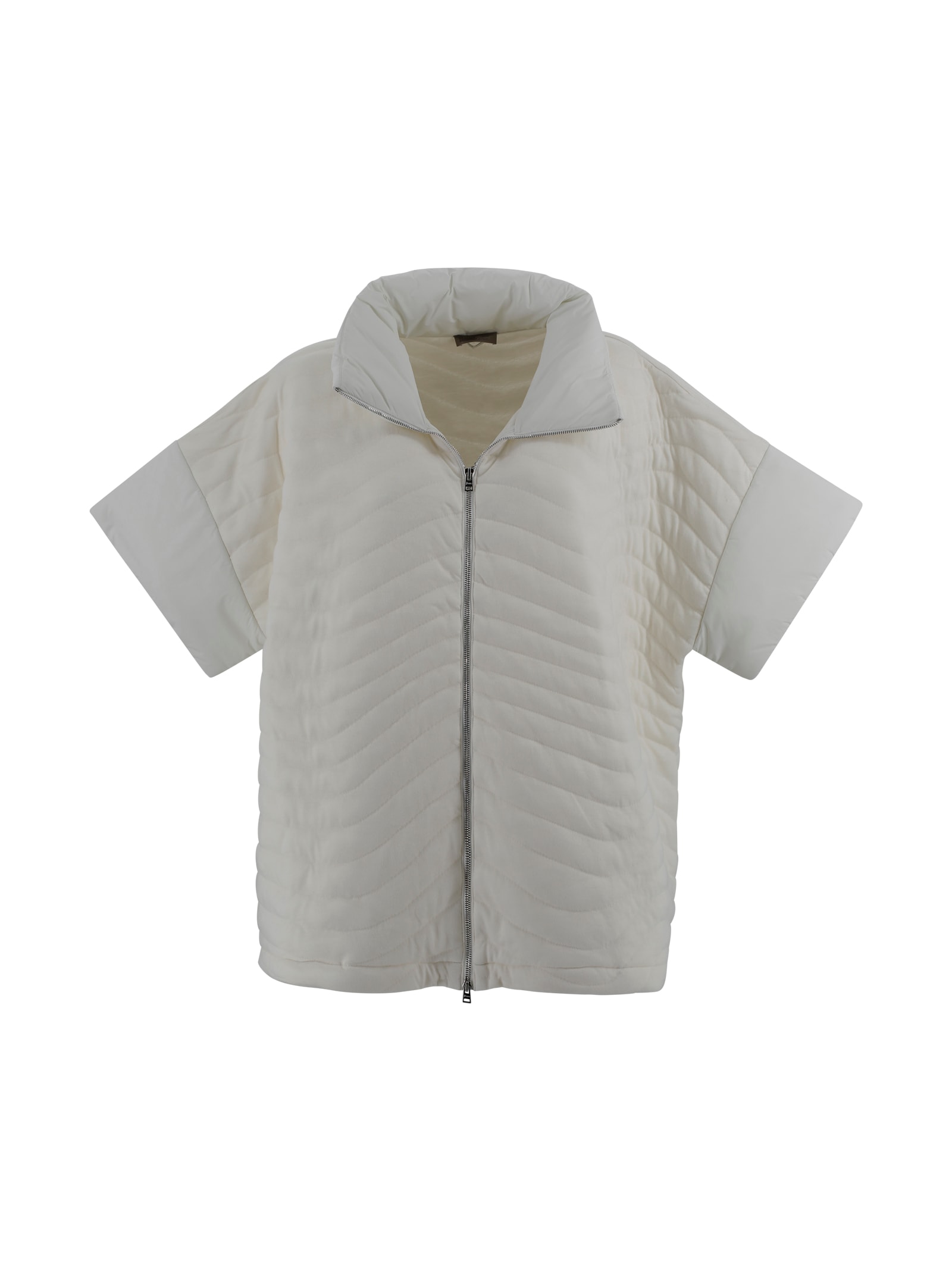 Herno Short-sleeved Padded Poncho In Gray
