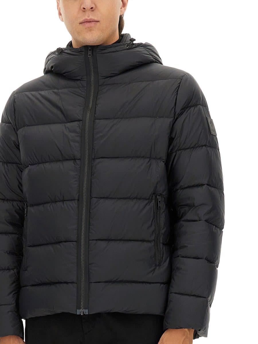 Fay Double Front Puffer Jacket With Hood And Matte Finish In Black