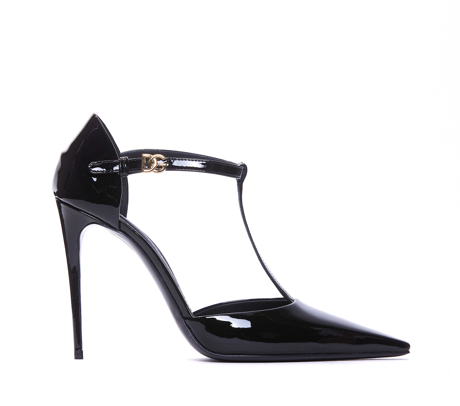 Shop Dolce & Gabbana T-bar Patent Decollete In Black