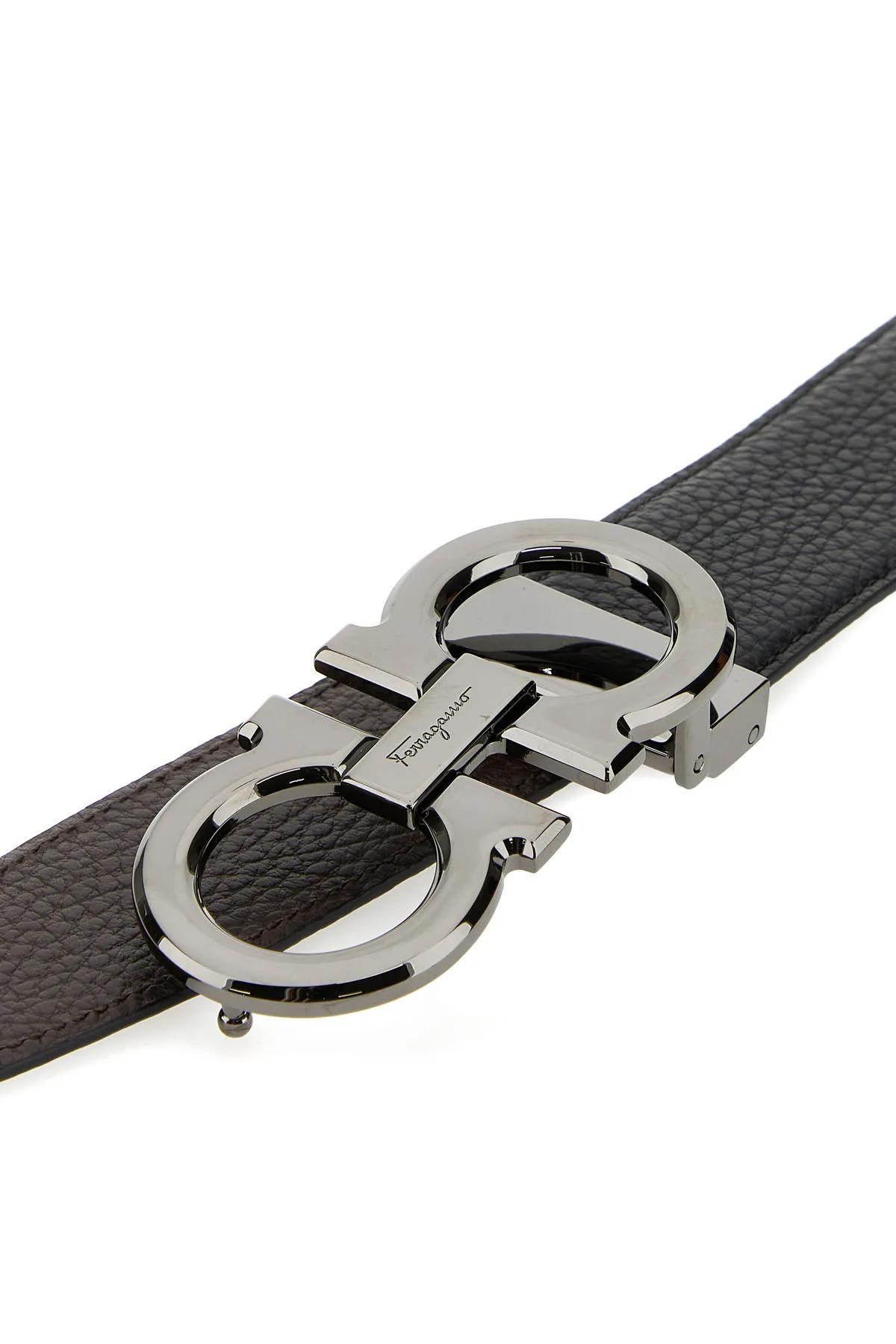 Shop Ferragamo Black Leather Reversible Belt In Nerohickor