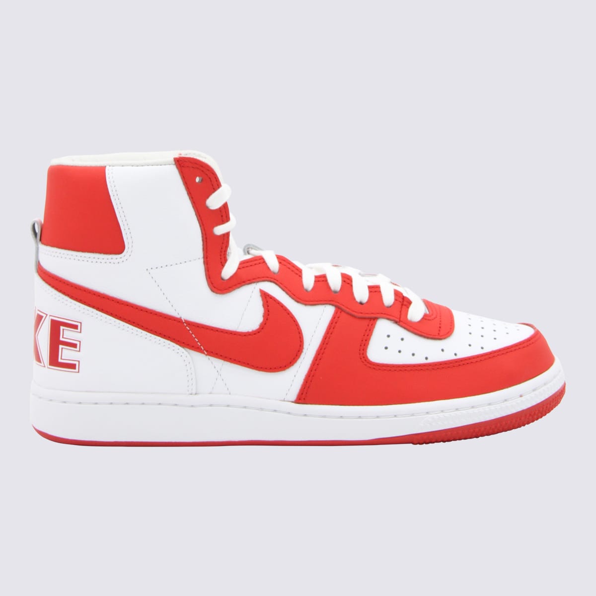 Shop Comme Des Garçons White And Red Leather Sneakers