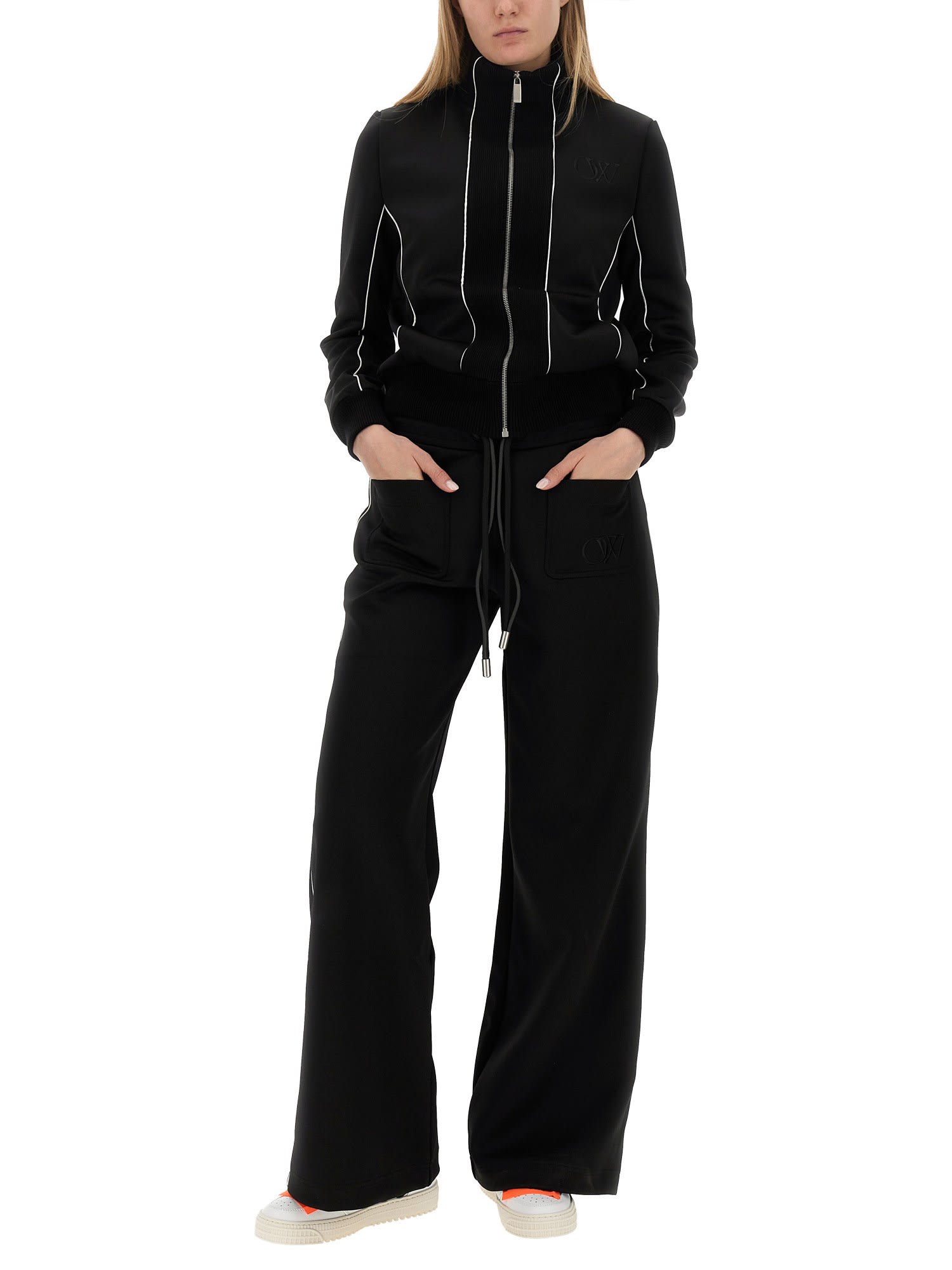 Off-white Loose Fit Pants In Black Black