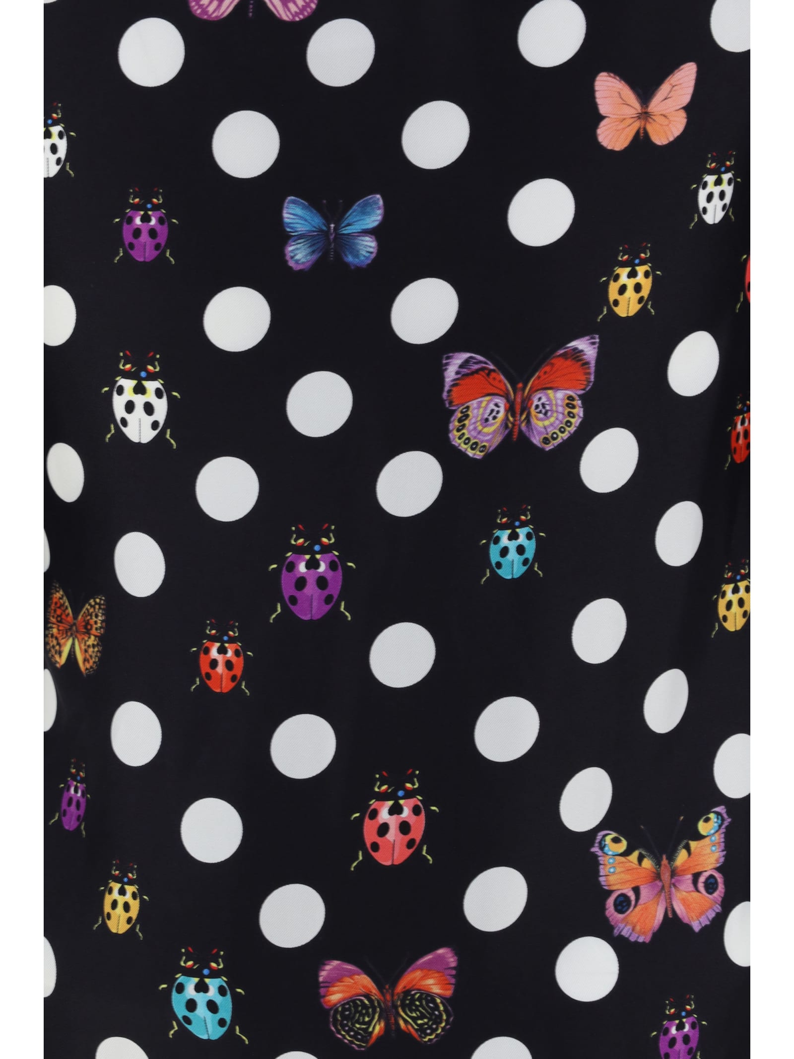Versace Pin-tucked Jersey T-shirt With Silk Printed Back In Nero+multicolor