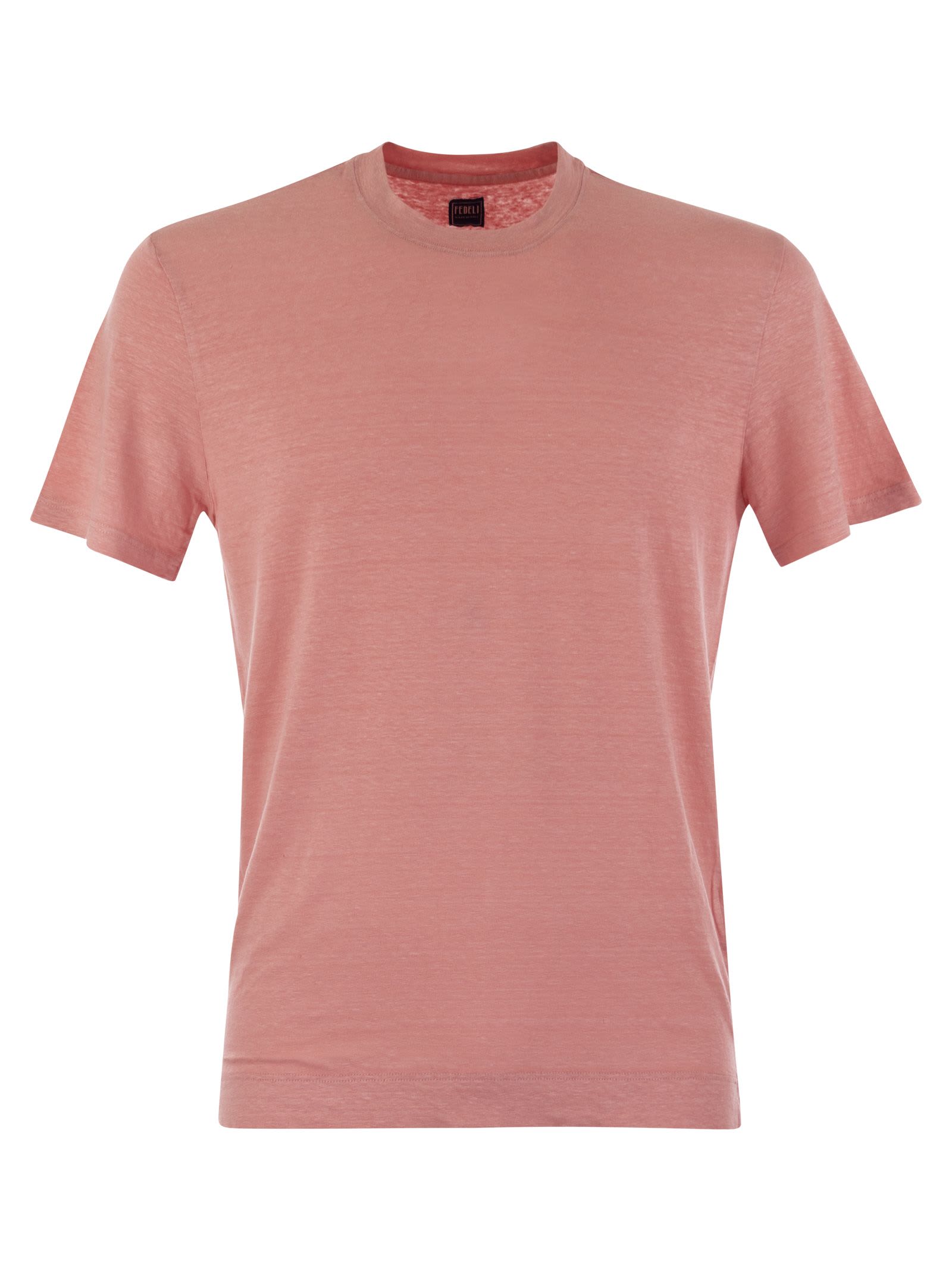 Shop Fedeli Linen Flex T-shirt In Pink