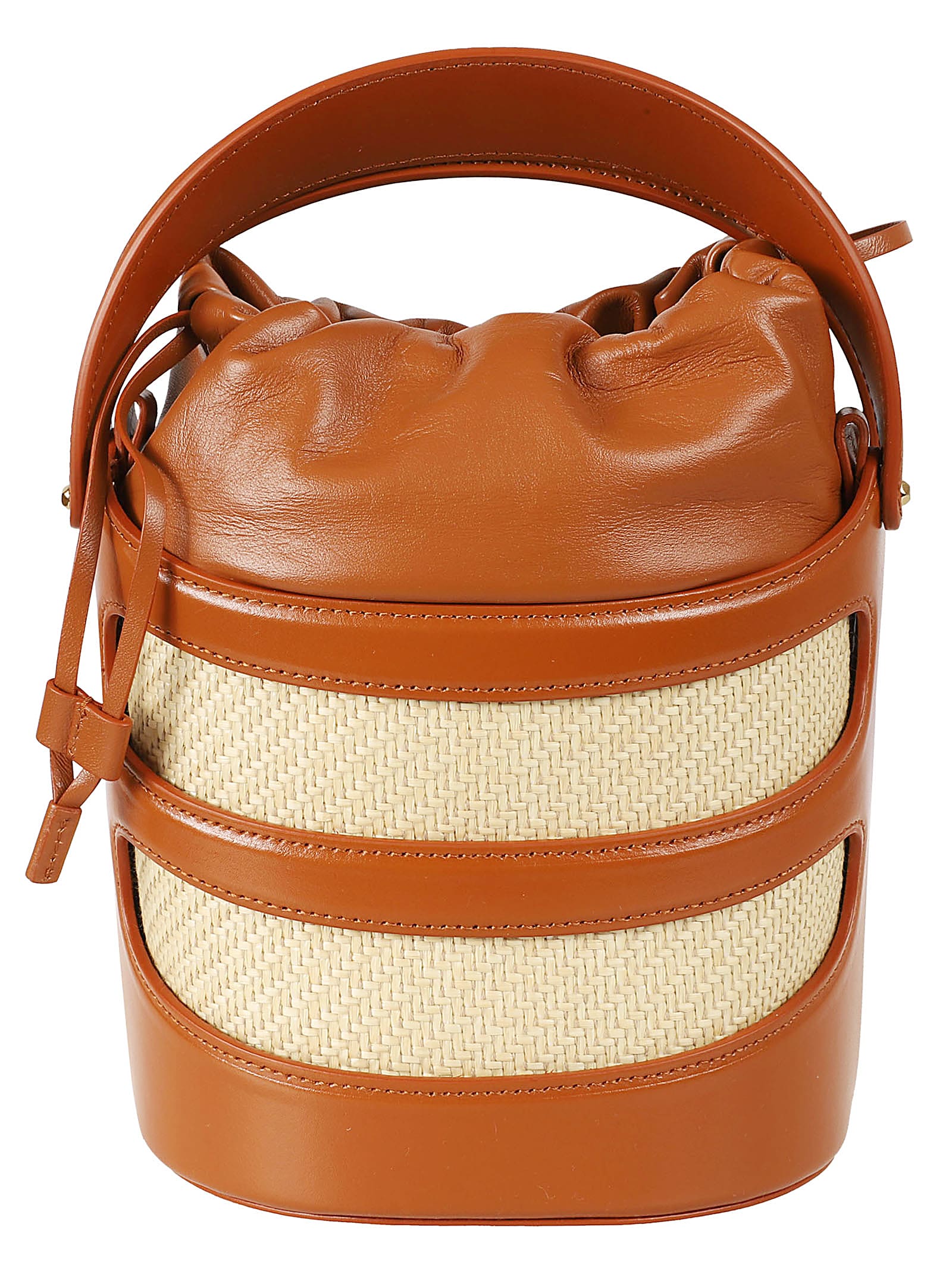 Shop Alexander Mcqueen The Rise Mini Bucket Bag In Tan/natural