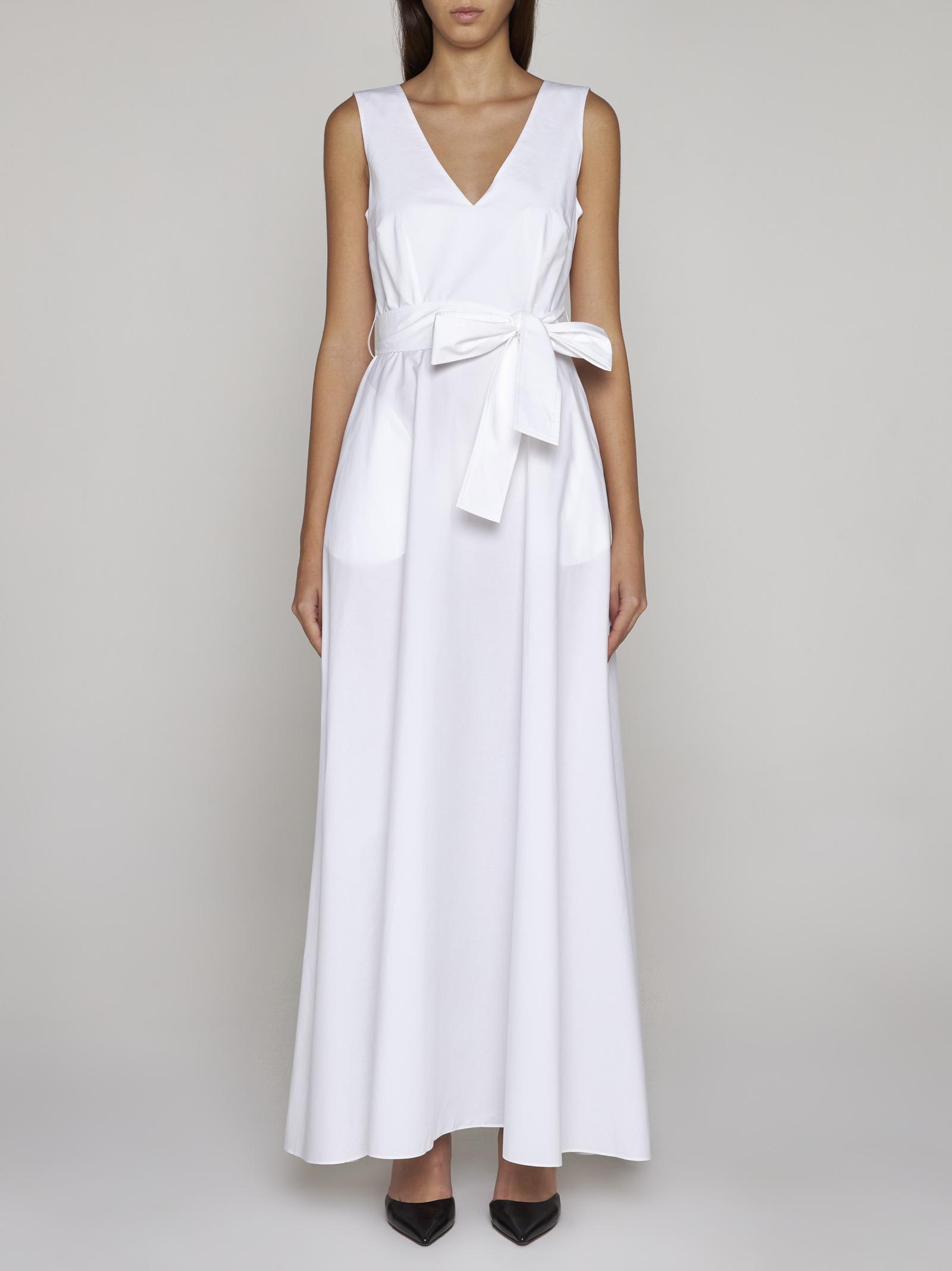 P.a.r.o.s.h V-neck Flared Maxi Dress In White