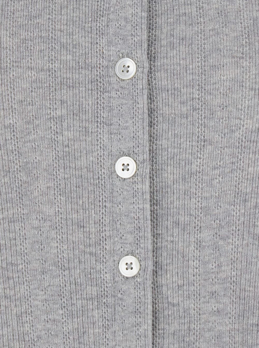 Shop Dunst Pointelle Grey Crewneck Cardigan With Front Button Closure In Cotton Woman