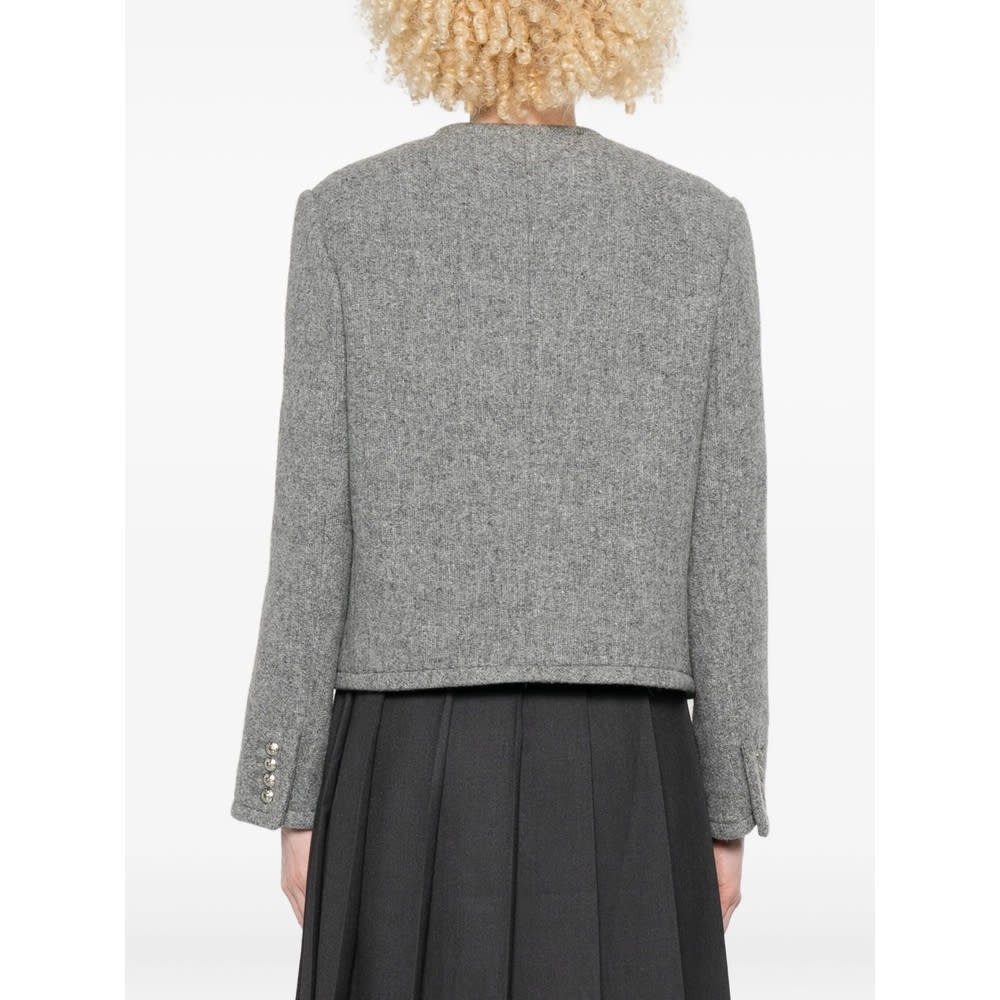 Dunst Grey Crewneck Jacket With Buttons On The Front In Gray