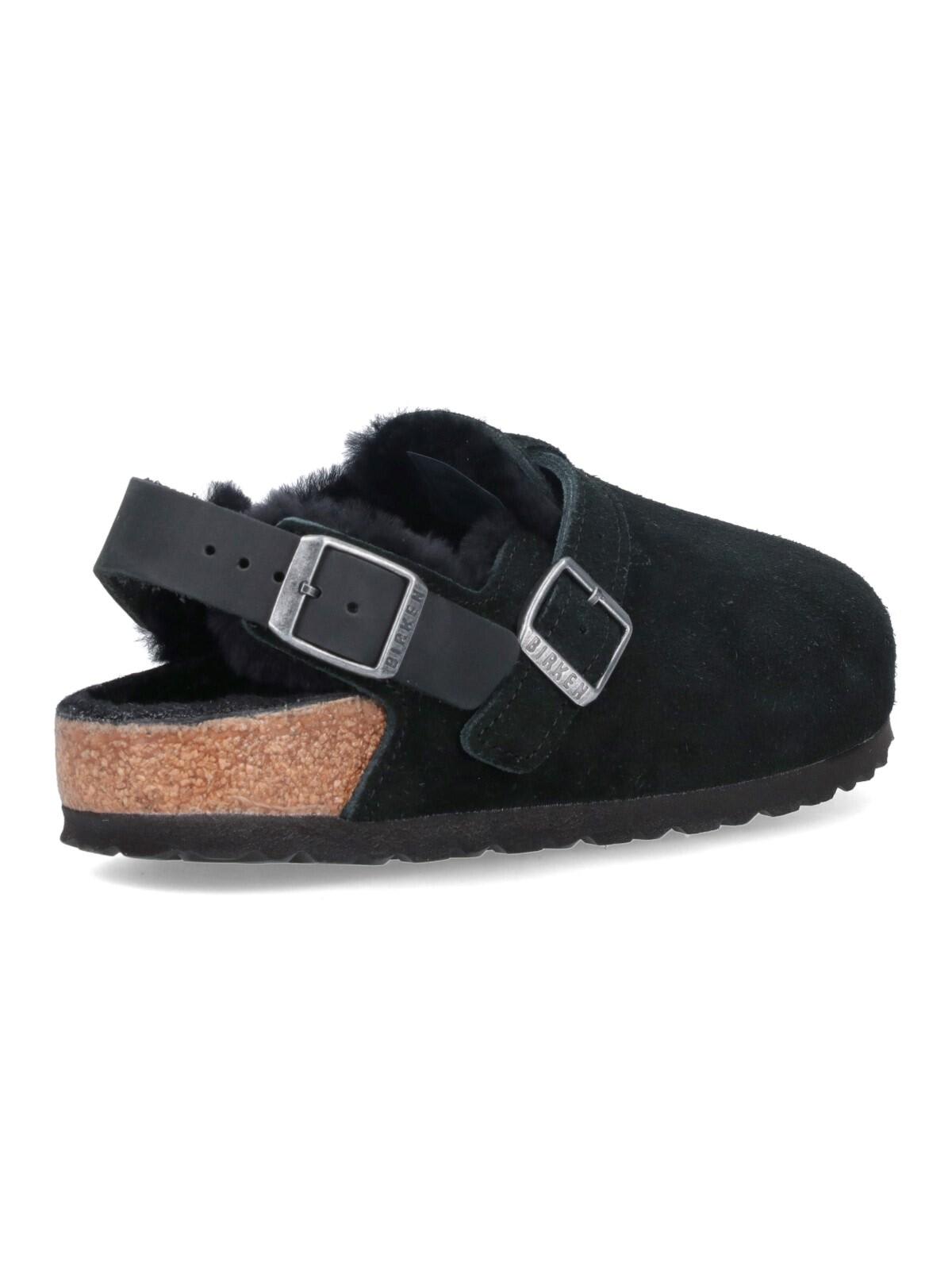 Shop Birkenstock Tokio Fur Mules In Black