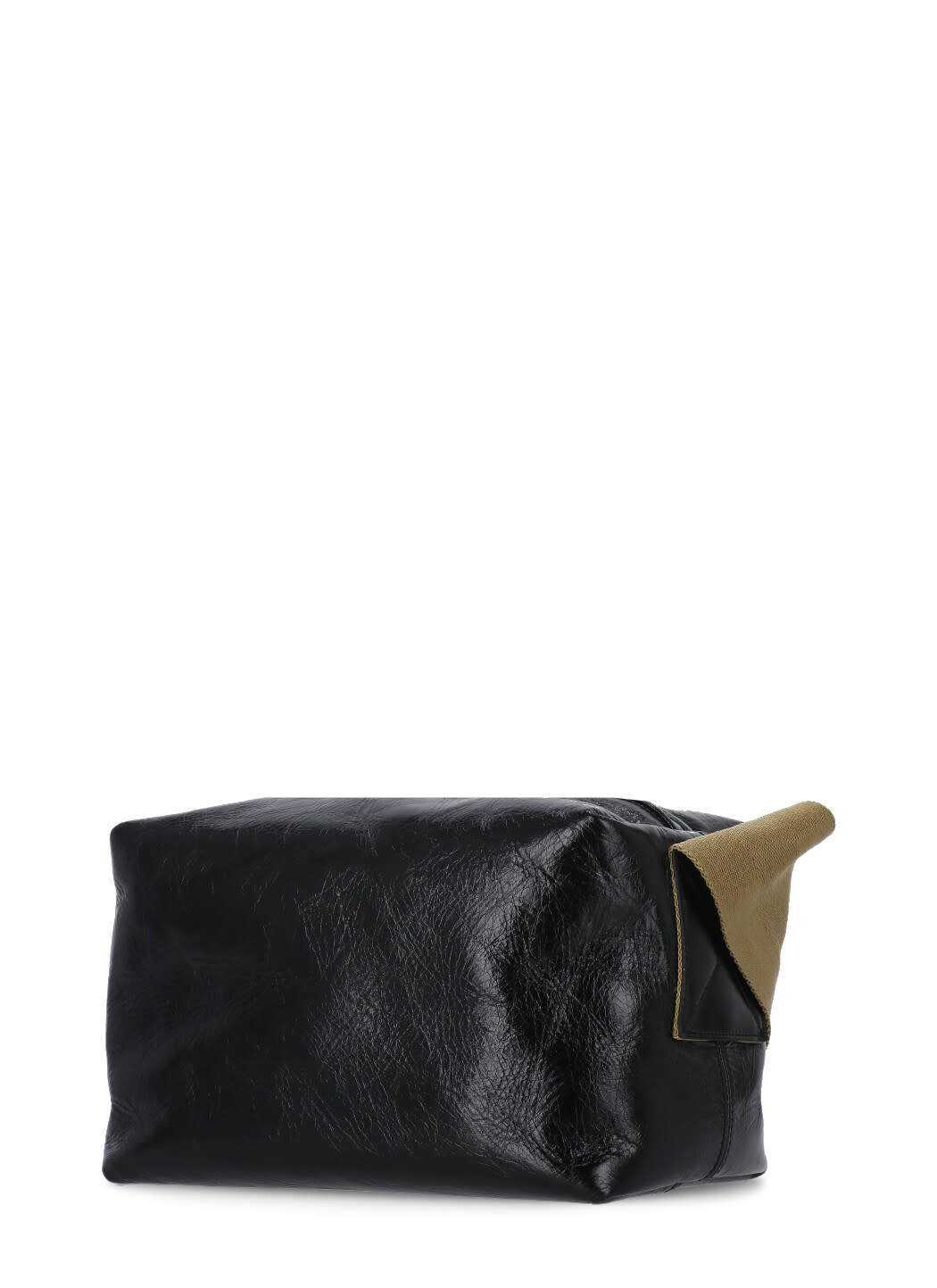 Uma Wang Textured Leather Shoulder Bag With Adjustable Strap In Black