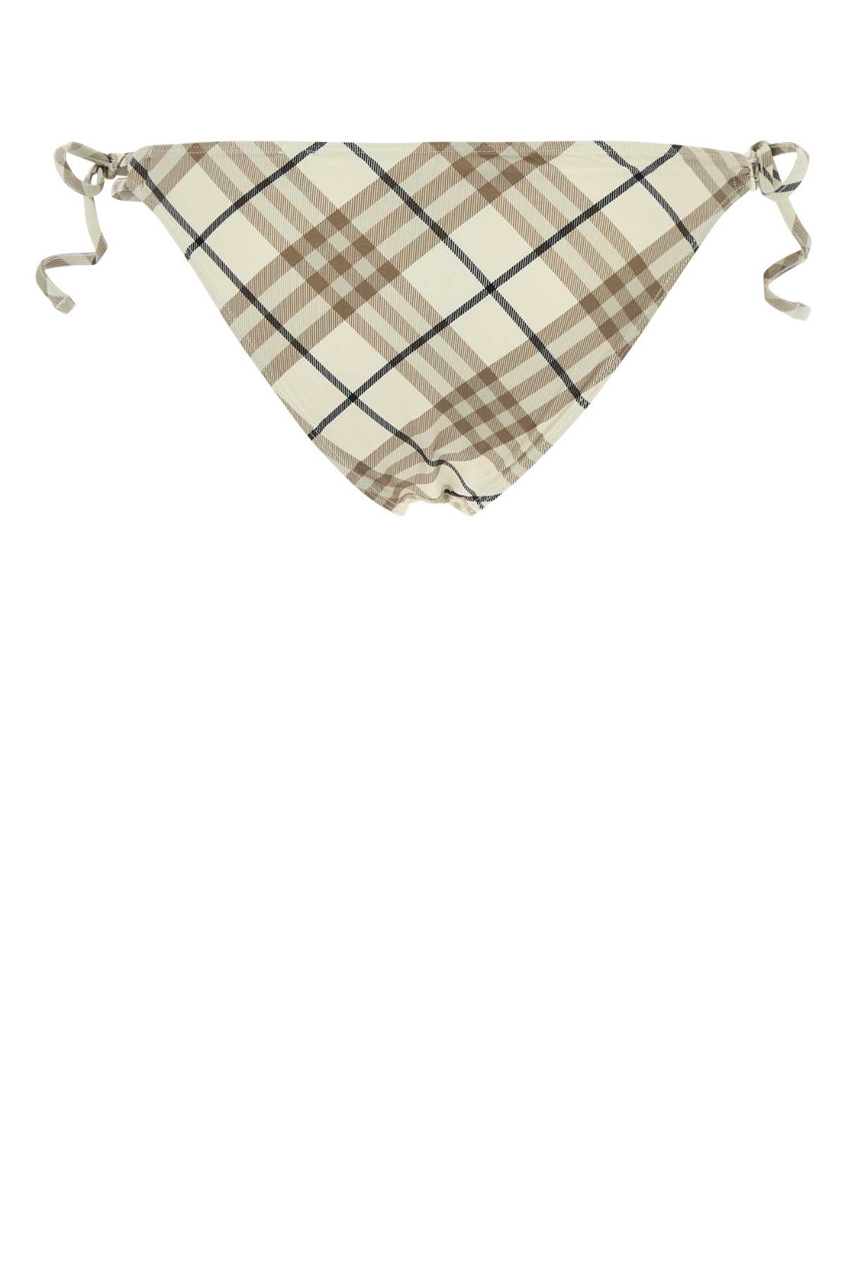 Burberry Plaid Tie-side Bikini Bottom With Low Rise In Multi