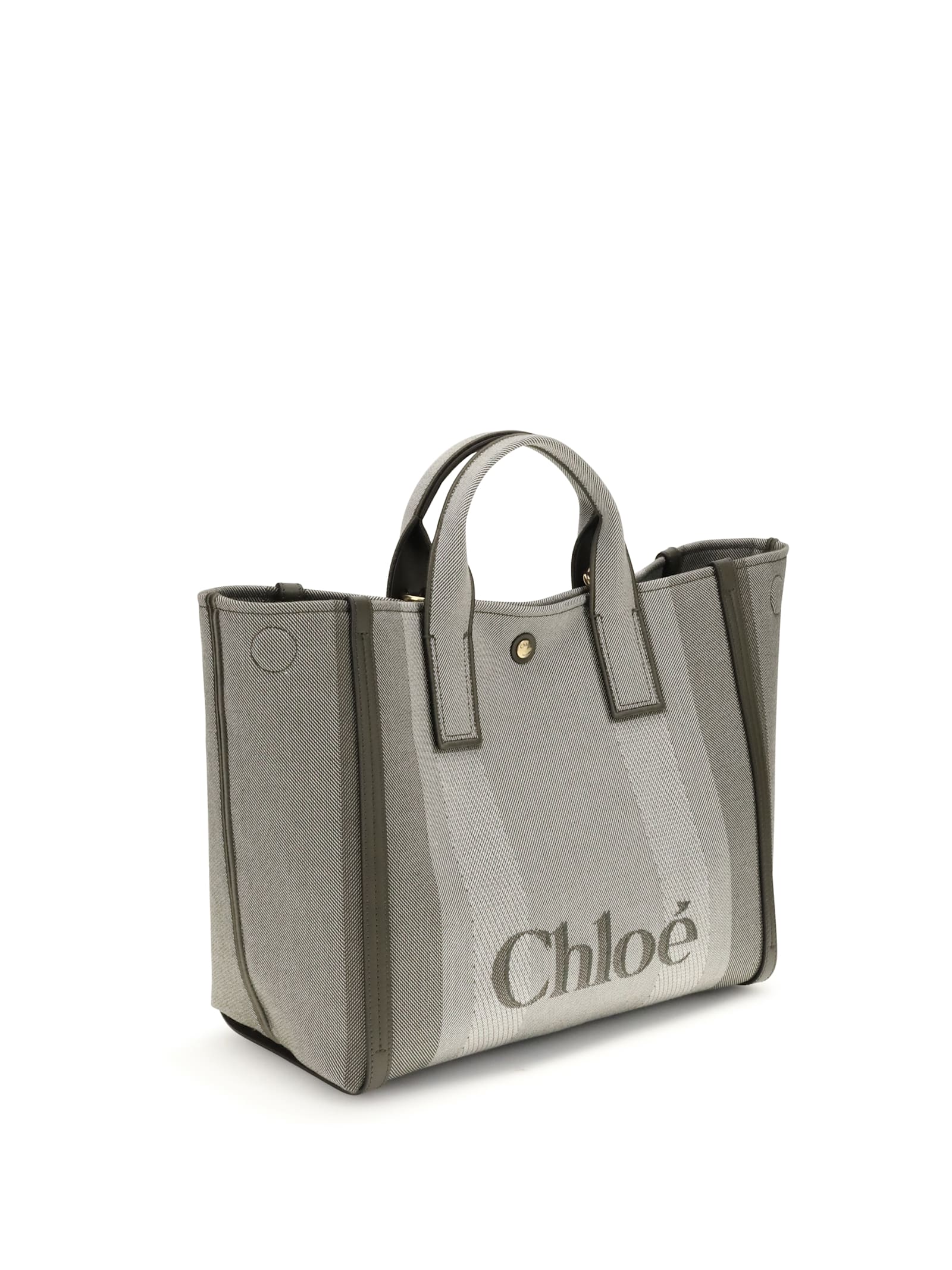 Chloé Carry Logo Detailed Large Tote Bag In Gray