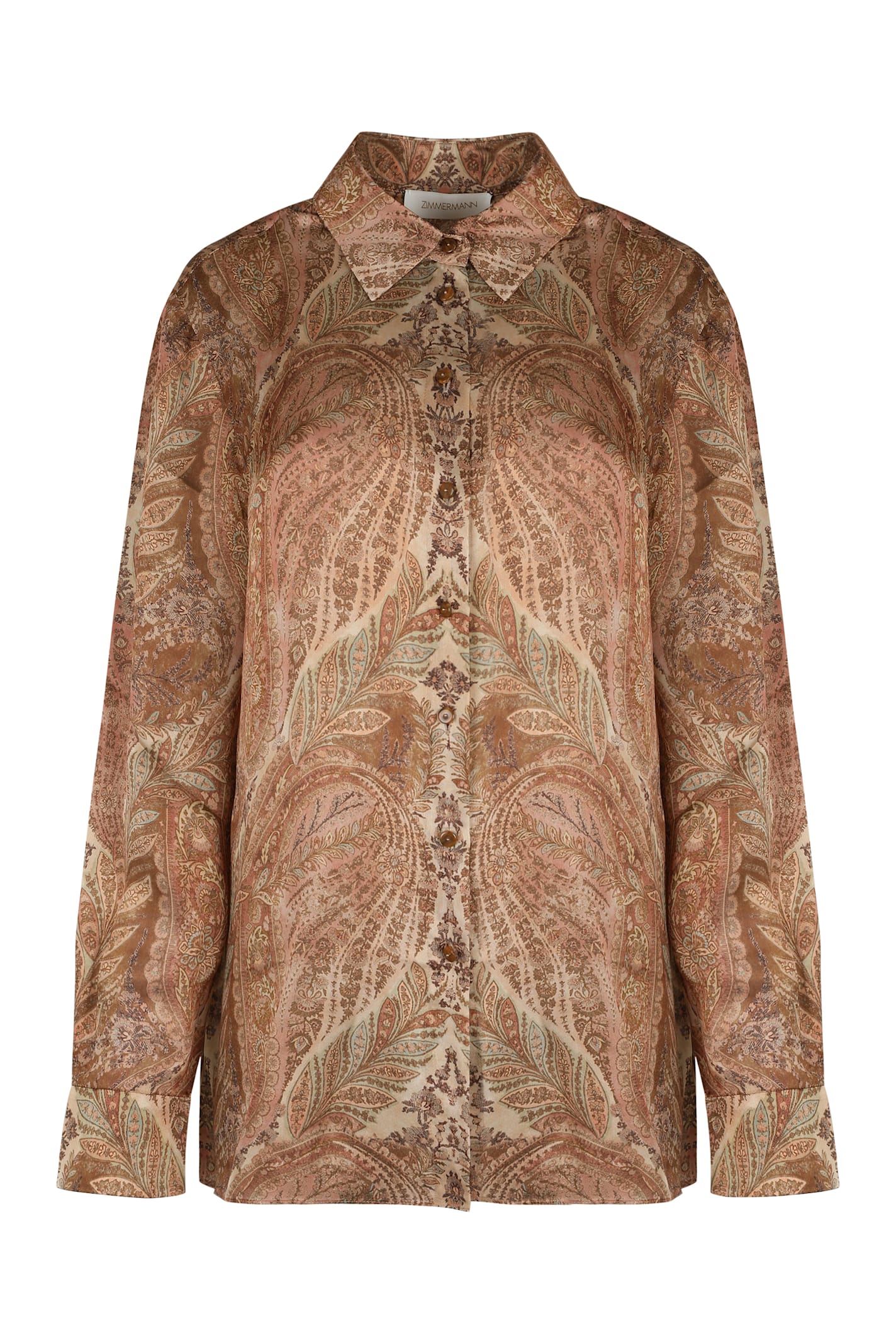 Zimmermann Hypnotic Shirt In Silk In Brown