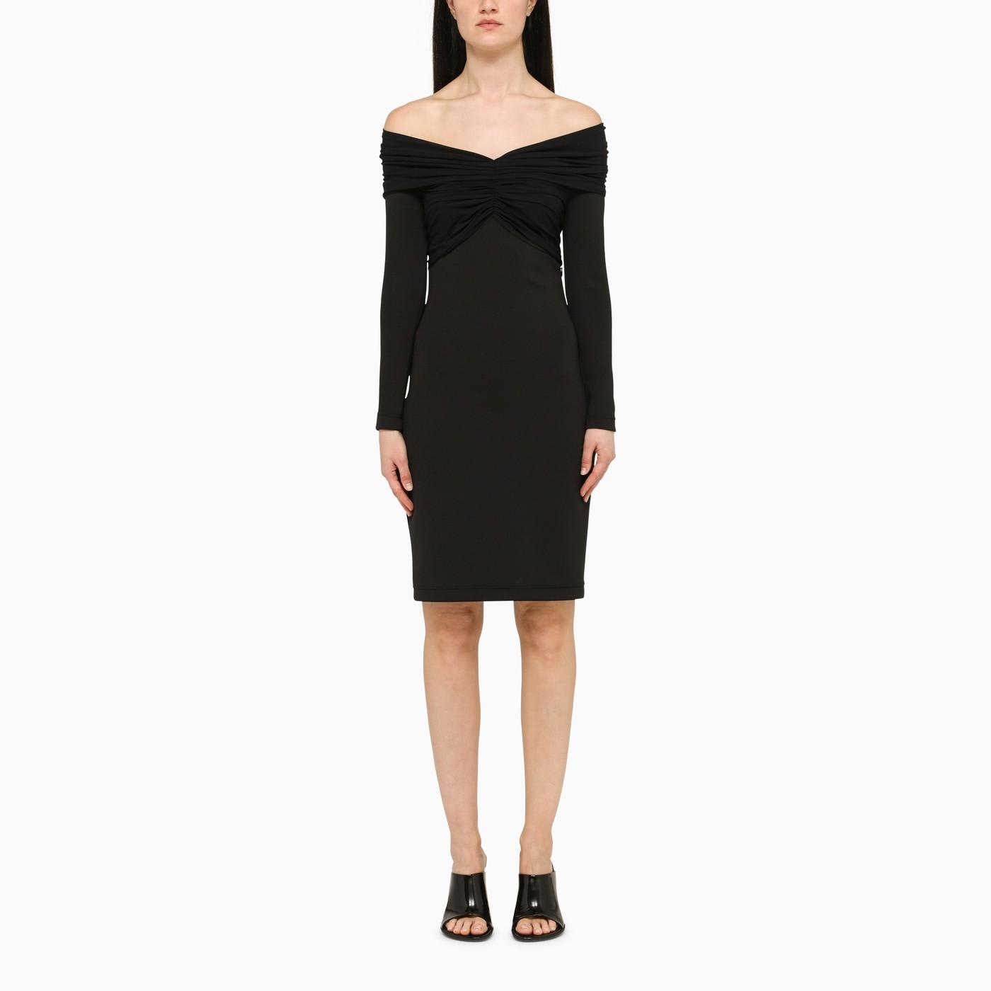 Shop Burberry Black Dress With Boat Neckline