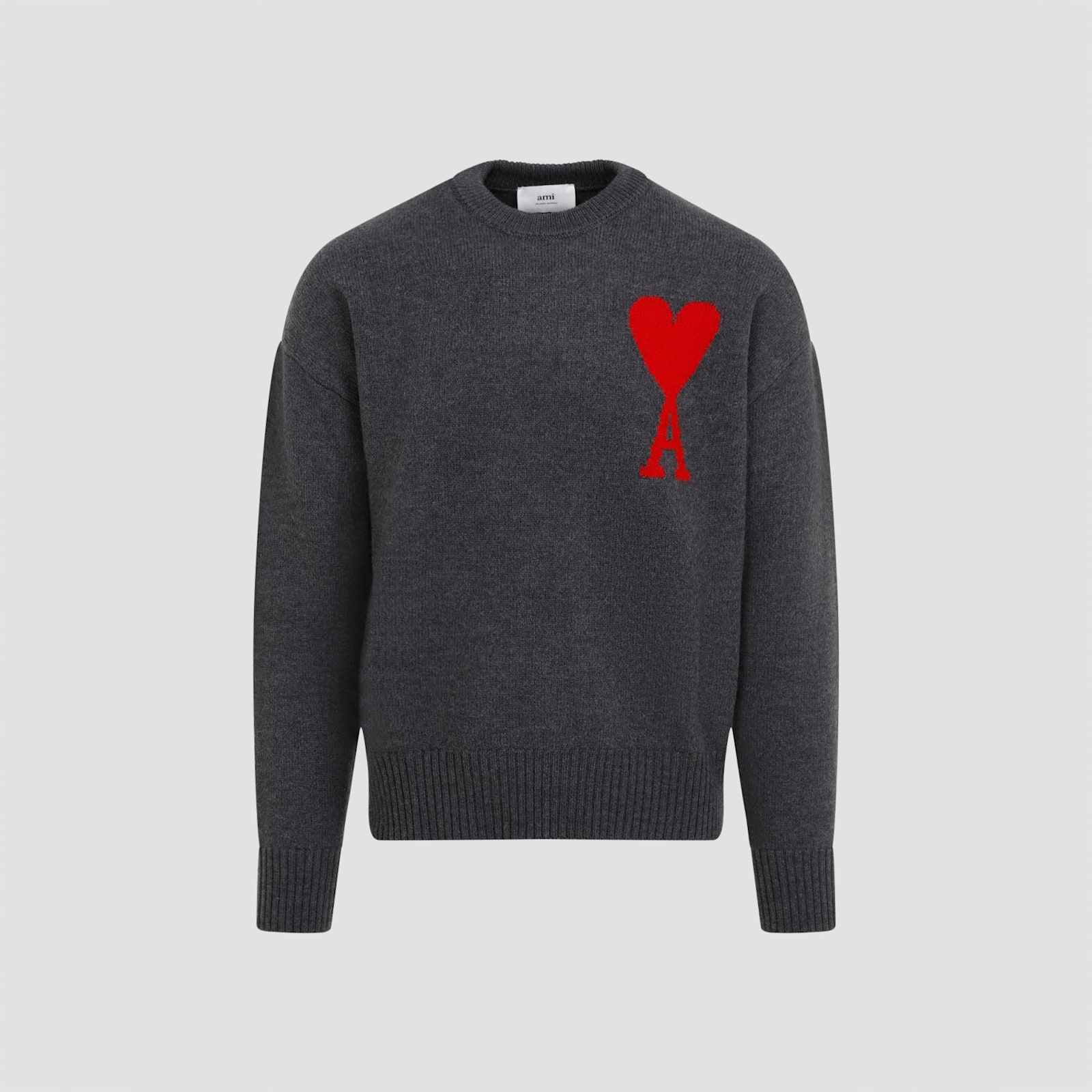 Shop Ami Alexandre Mattiussi Adc Crewneck Sweater In Grey Red